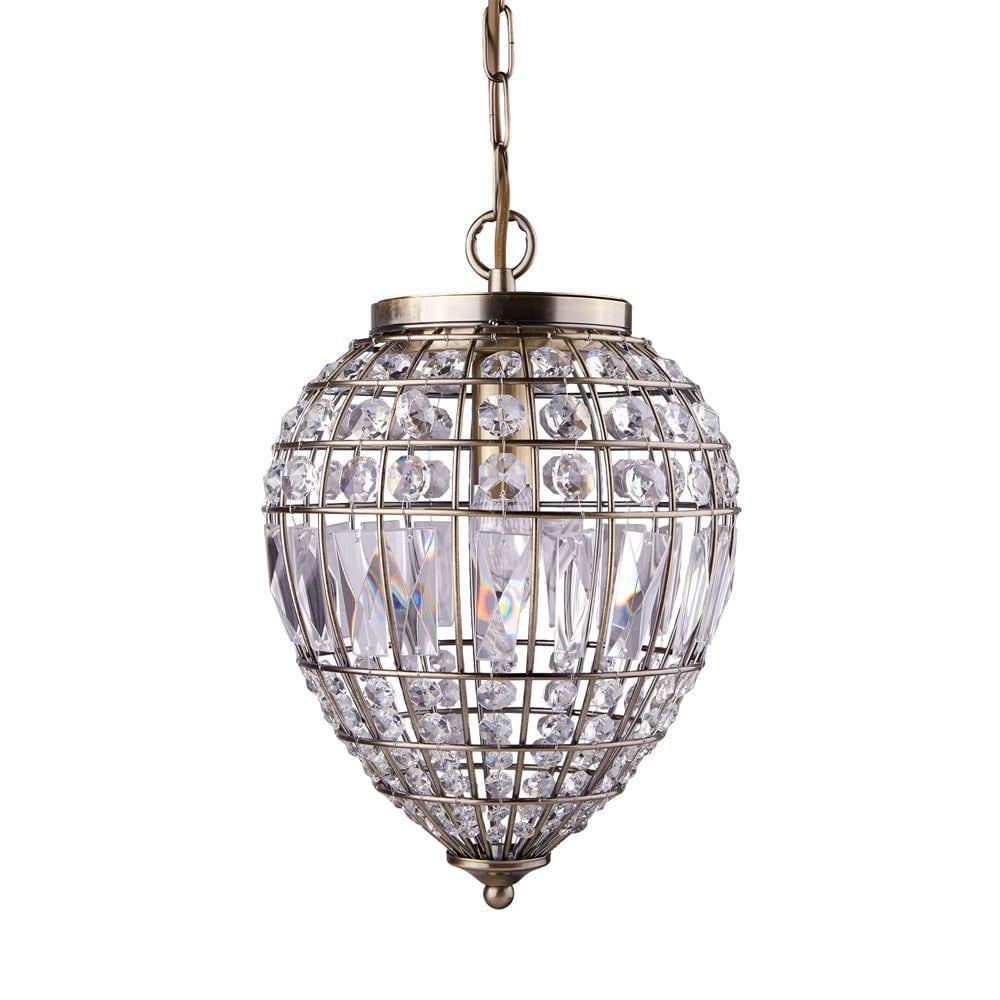 Pineapple 1 Light Brass & Glass Crystal Ceiling Pendant-Ceiling Pendant Lights-1-Tiffany Lighting Direct