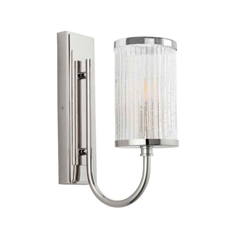 Metropolis Nickel Wall Light With Ribbed Glass