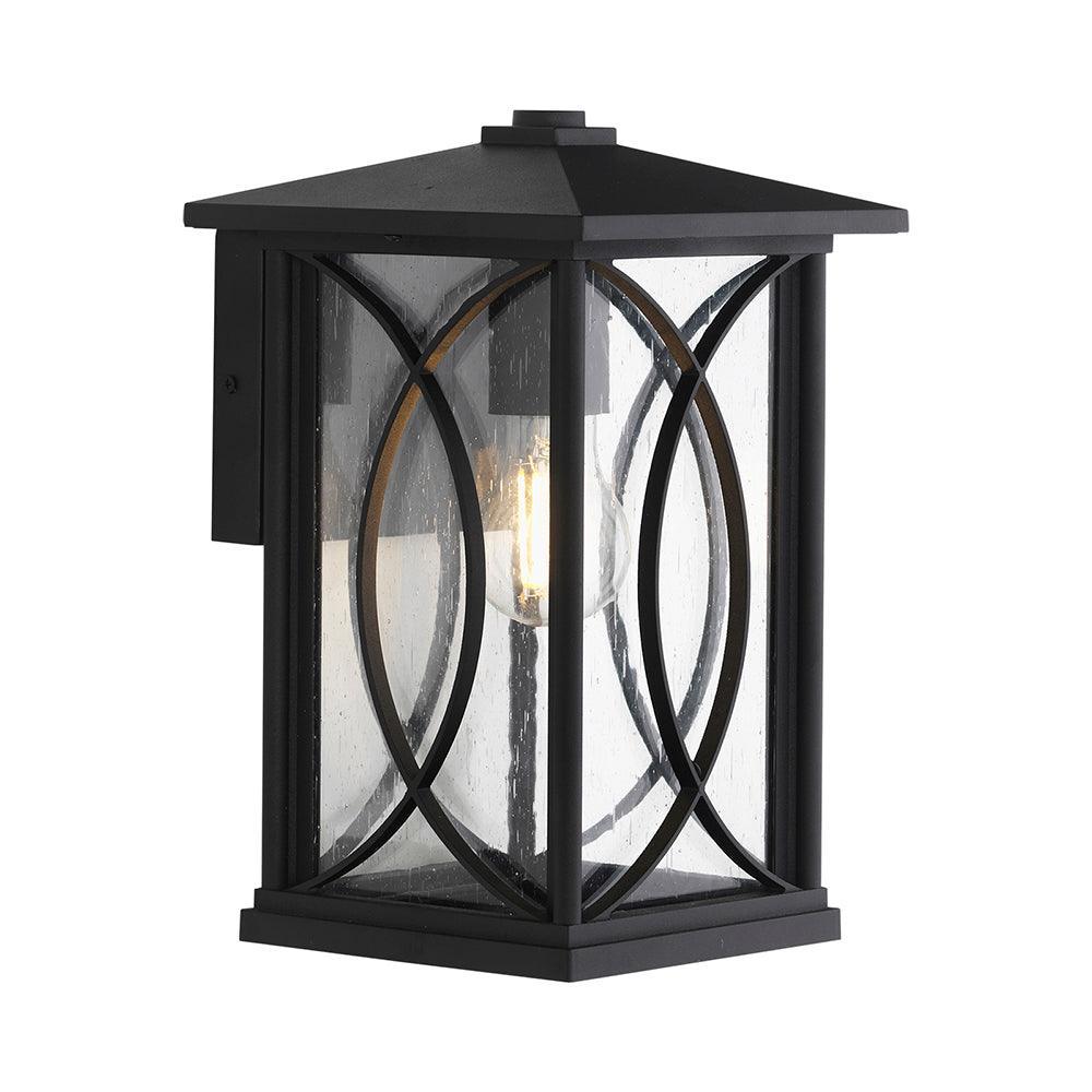 orton small black outdoor wall light with bubble glass