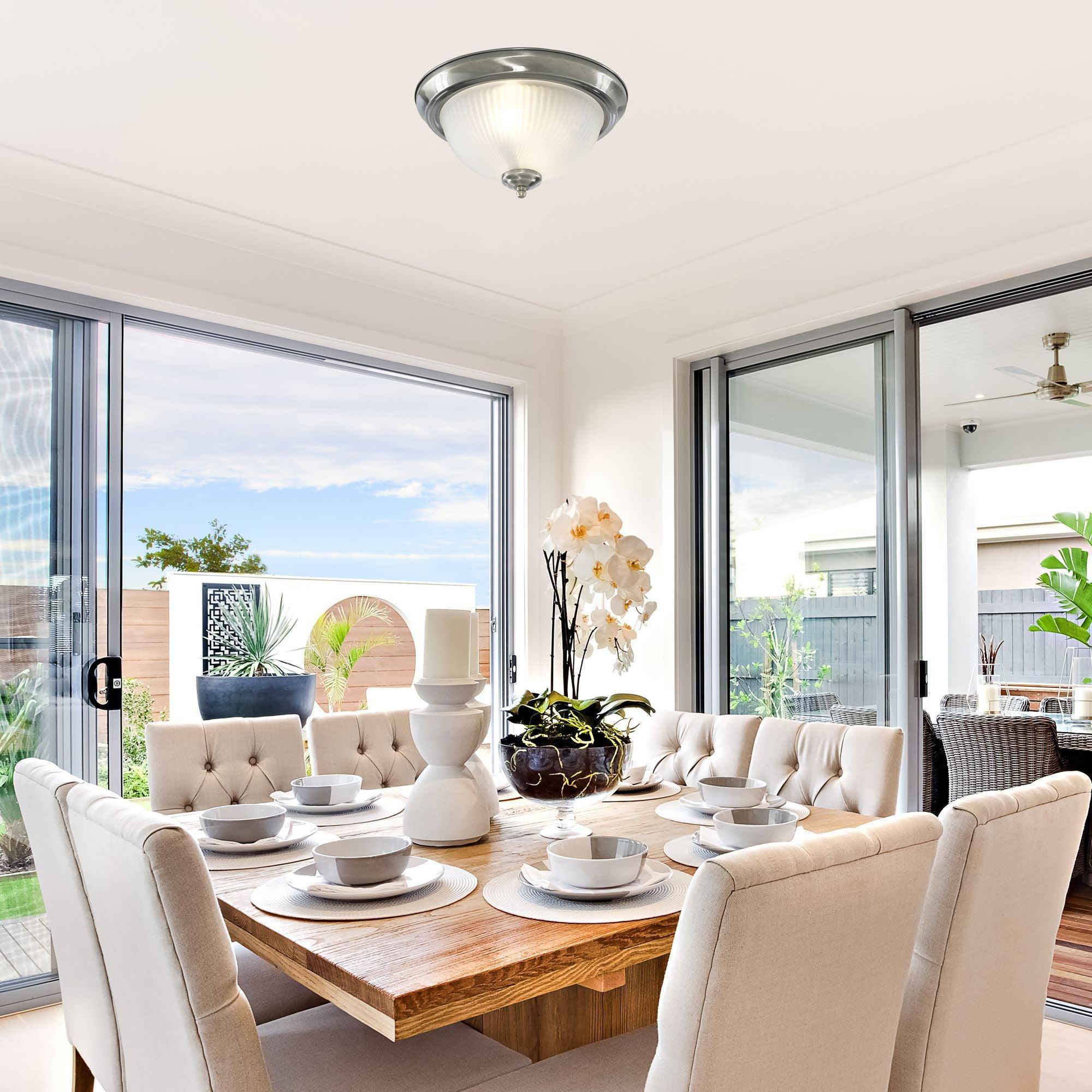 Searchlight American Diner Chrome Flush Ceiling Light Living room close up