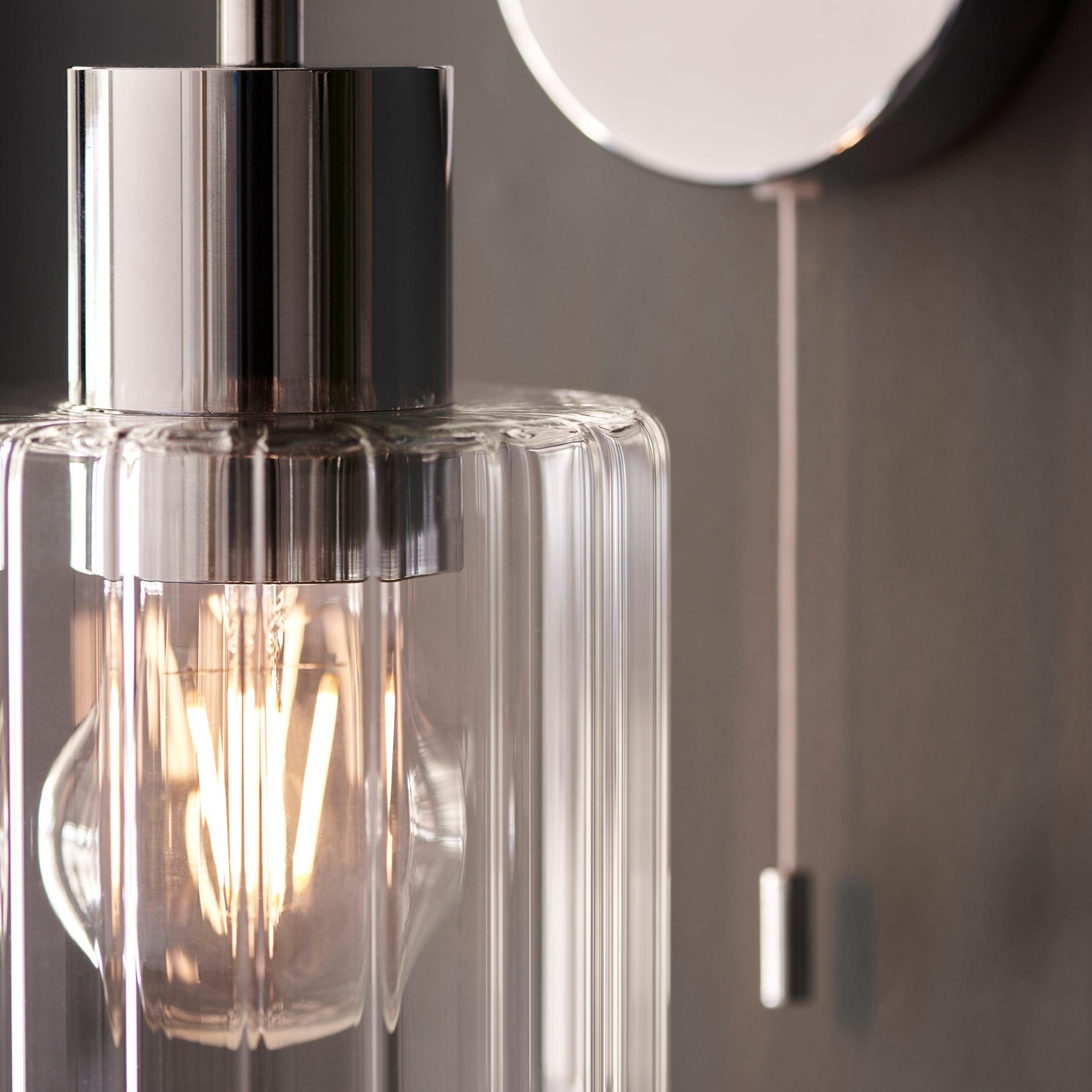 torbay chrome glass shade bathroom wall light pull cord Hallway Lighting Image