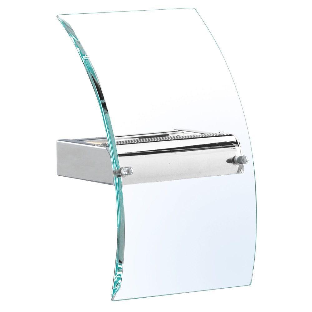 corridor chrome led wall light bevelled curved glass
