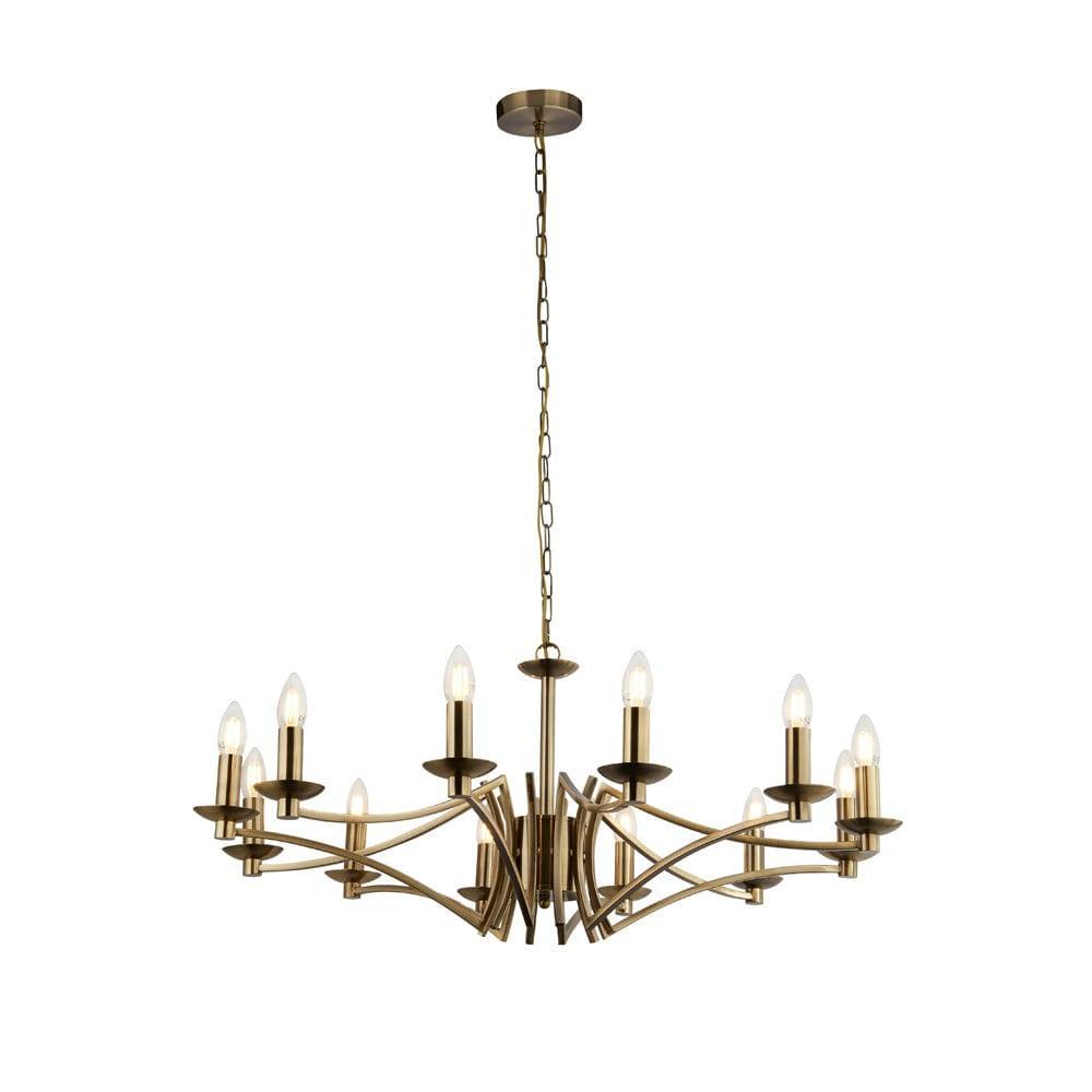 Searchlight Ascot 12 Light Antique Brass Chandelier-1-Tiffany Lighting Direct