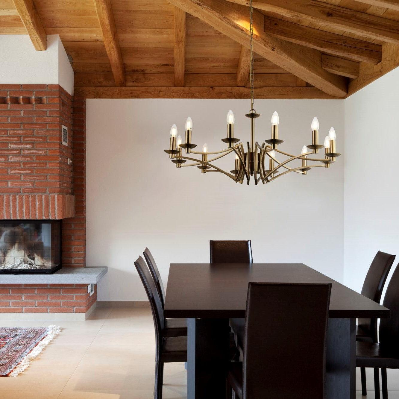 Searchlight Ascot 12 Light Antique Brass Chandelier-2-Tiffany Lighting Direct