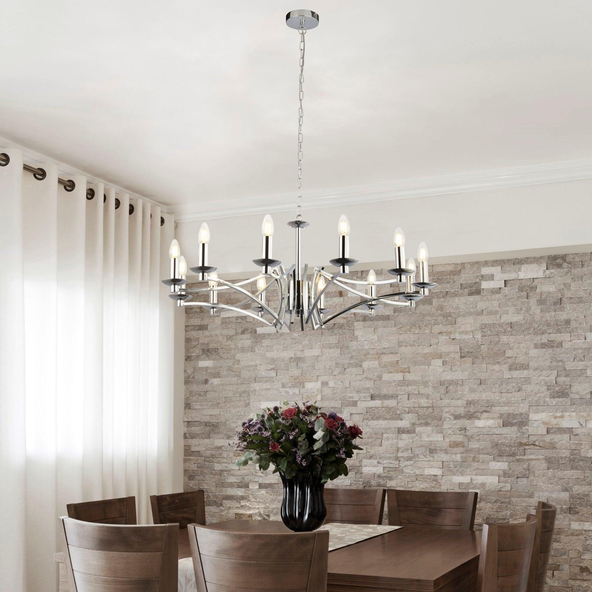 Searchlight Ascot 12 Light Polished Chrome Chandelier-5-Tiffany Lighting Direct