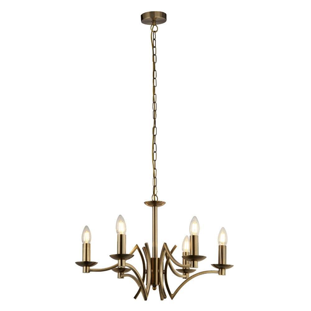 Searchlight Ascot 6 Light Antique Brass Chandelier-1-Tiffany Lighting Direct
