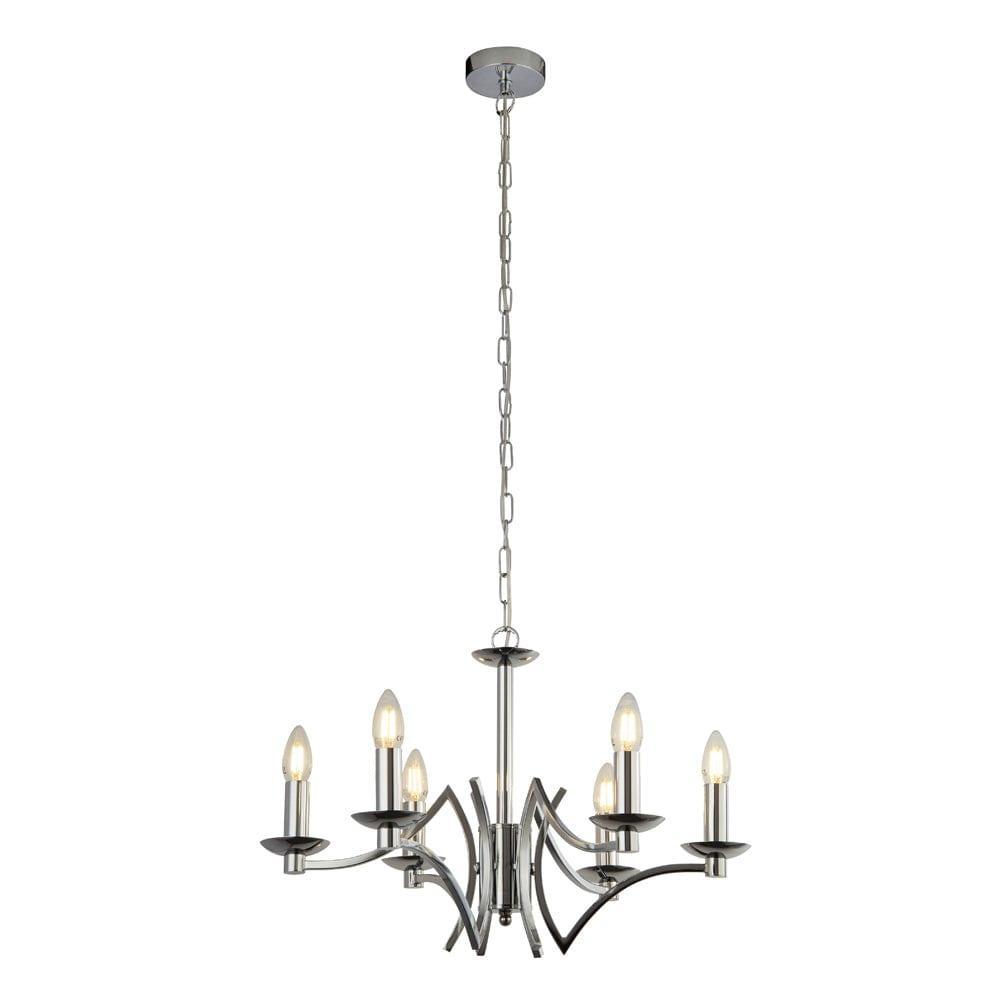 Searchlight Ascot 6 Light Polished Chrome Chandelier-1-Tiffany Lighting Direct