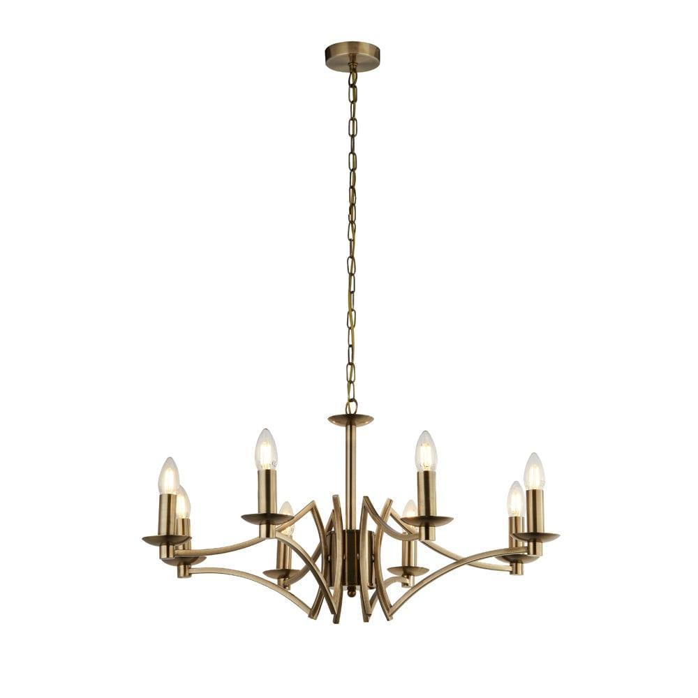 Searchlight Ascot 8 Light Antique Brass Chandelier-1-Tiffany Lighting Direct