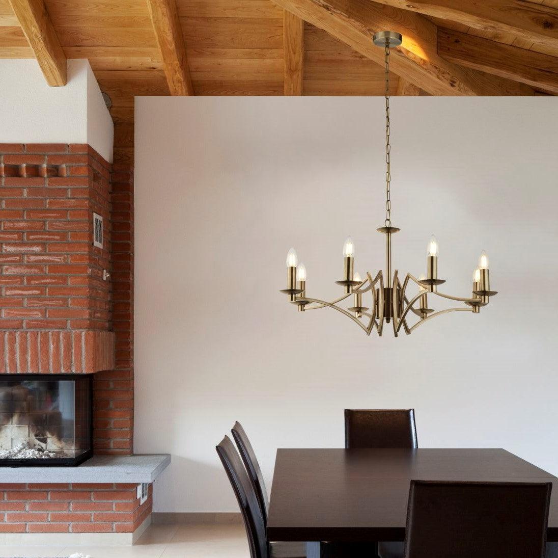 Searchlight Ascot 8 Light Antique Brass Chandelier-5-Tiffany Lighting Direct