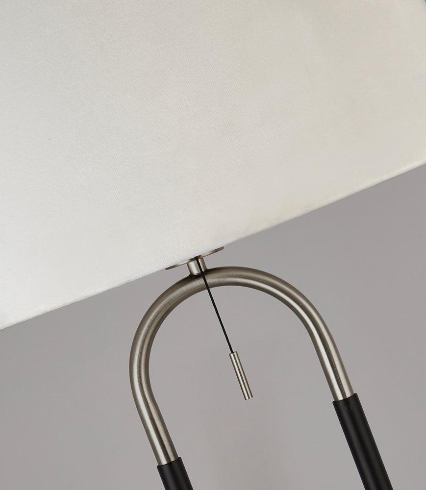 Jazz 1 Light Silver & Black Table Lamp - White Velvet Shade 3