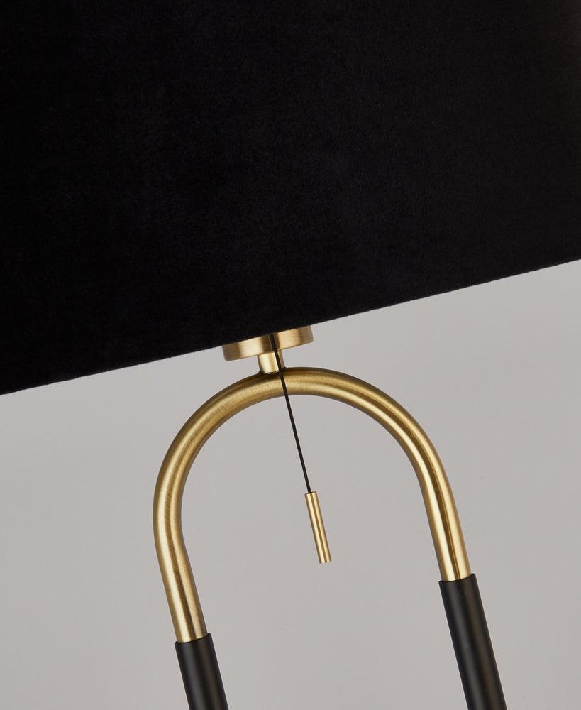 Jazz 1 Light Brass & Black Floor Lamp - Black Velvet Shade 2