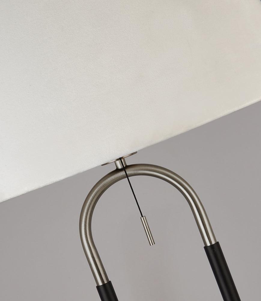 Jazz 1 Light Silver & Black Floor Lamp - White Velvet Shade 2