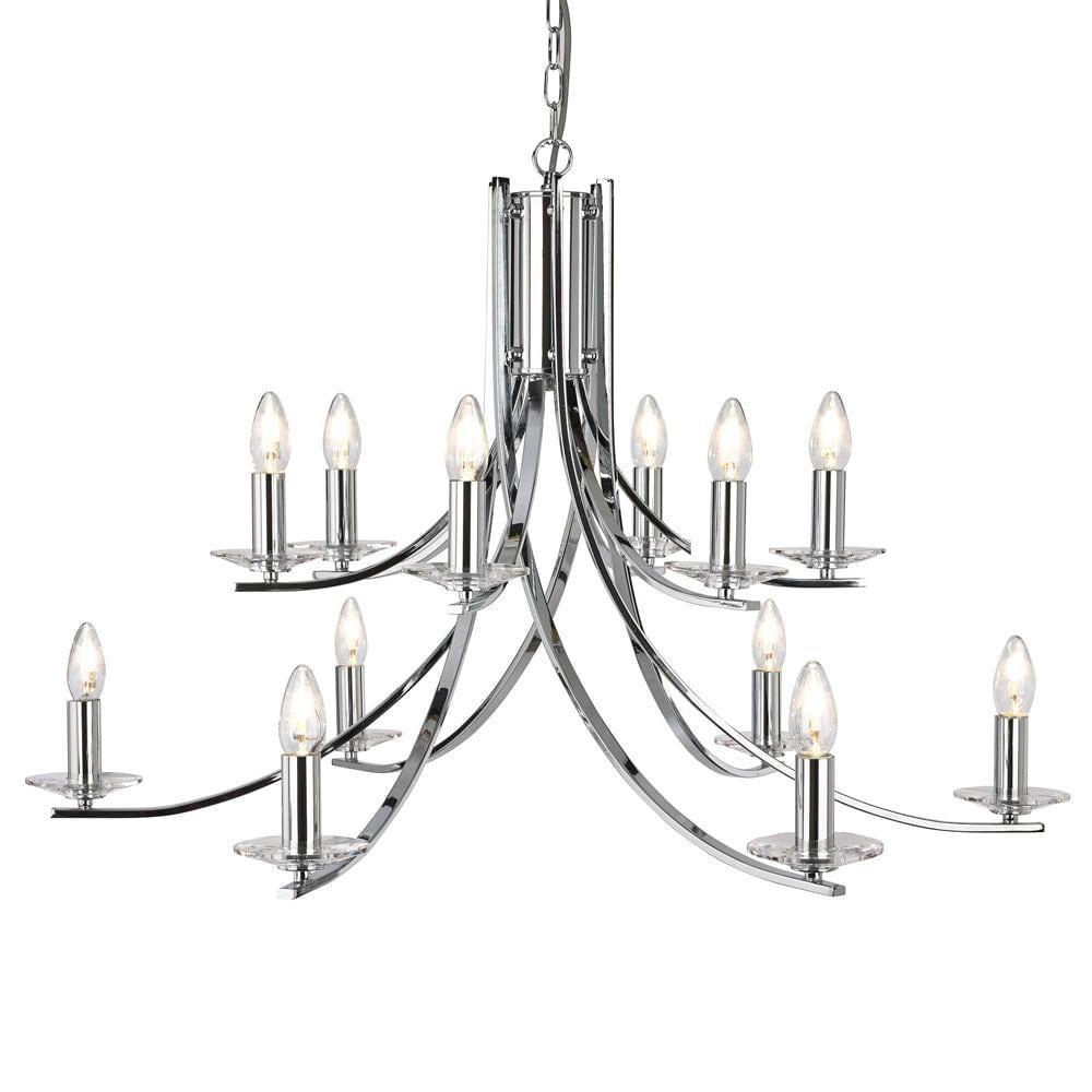 Ascona 12 Light Chrome Chandelier With Glass Sconces-1-Tiffany Lighting Direct
