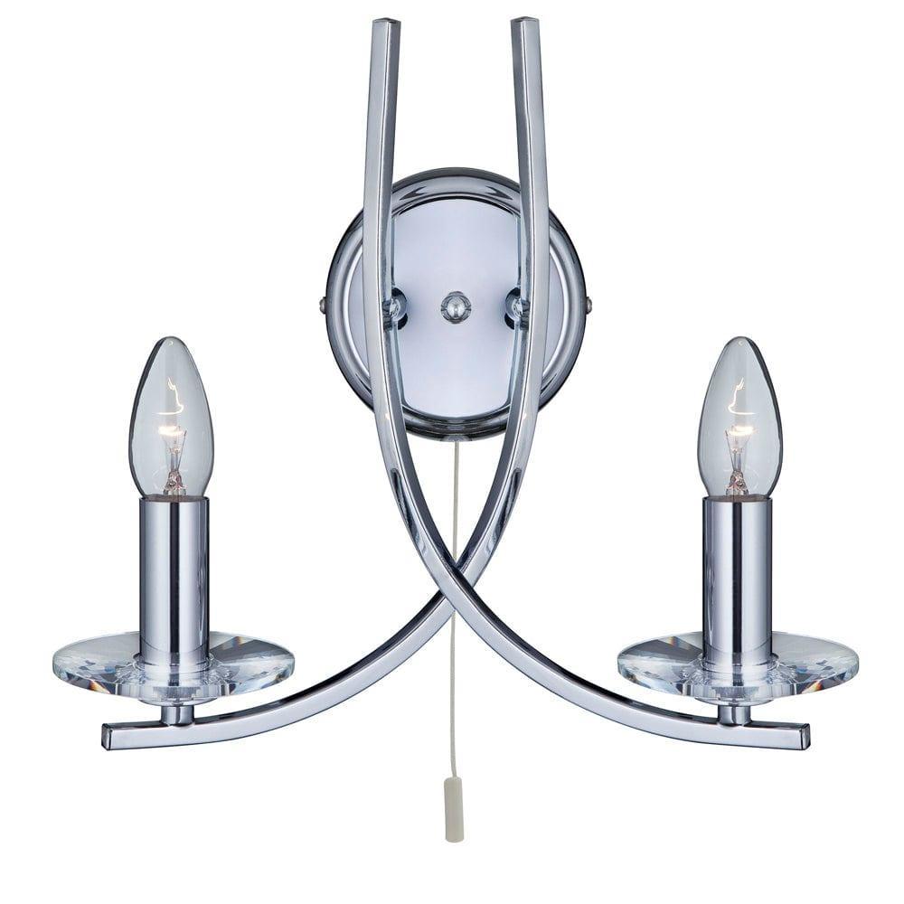 ascona 2 light chrome wall light with clear glass sconces 4162 2cc
