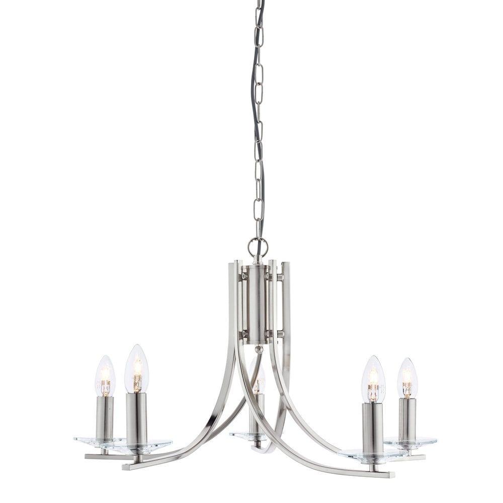 Ascona 5 Light Satin Silver Chandelier With Glass Sconces-1-Tiffany Lighting Direct