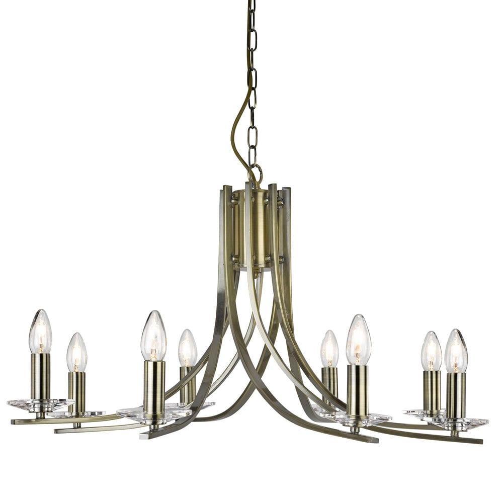 Ascona 8 Light Antique Brass Chandelier - Glass Sconces-1-Tiffany Lighting Direct
