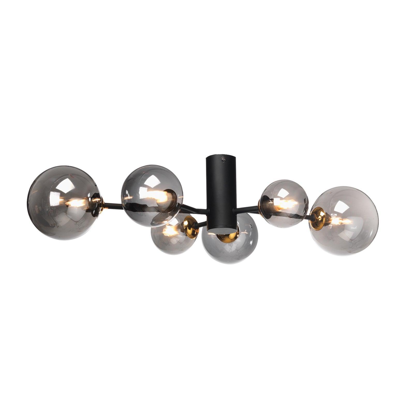Tere 6 Light Gold, Black & Smoked Glass living room Semi Flush Image 1