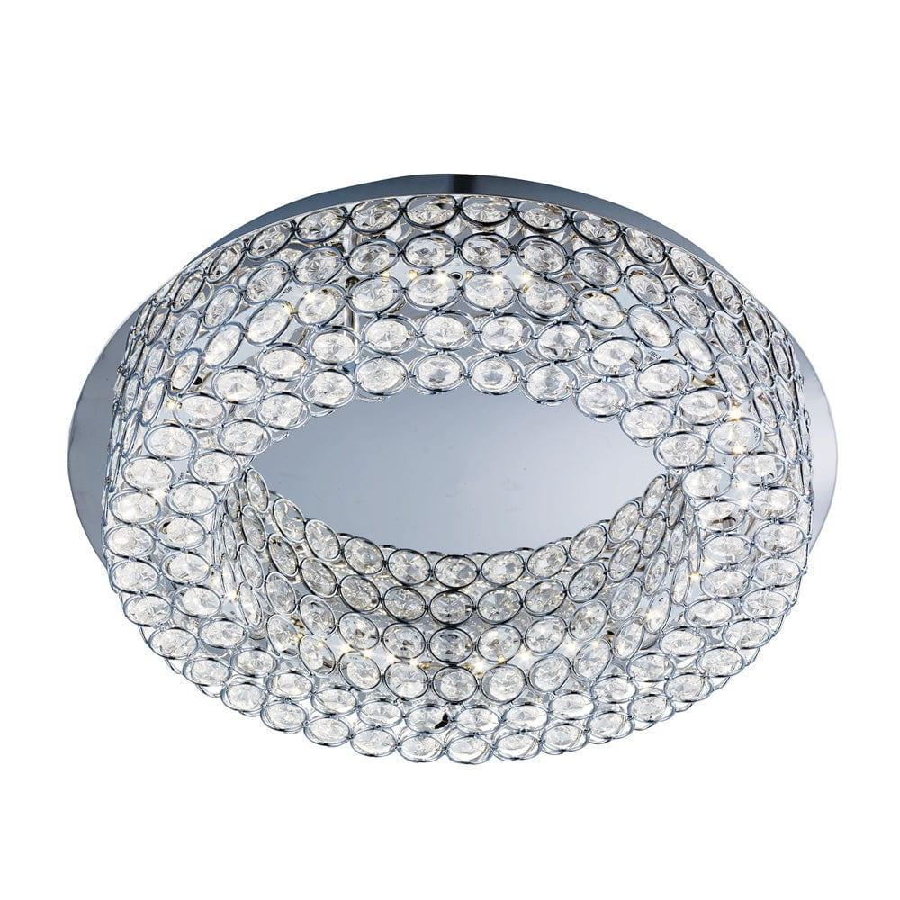 Chantilly LED Chrome Flush Ceiling Light - Button Crystals Living room Image