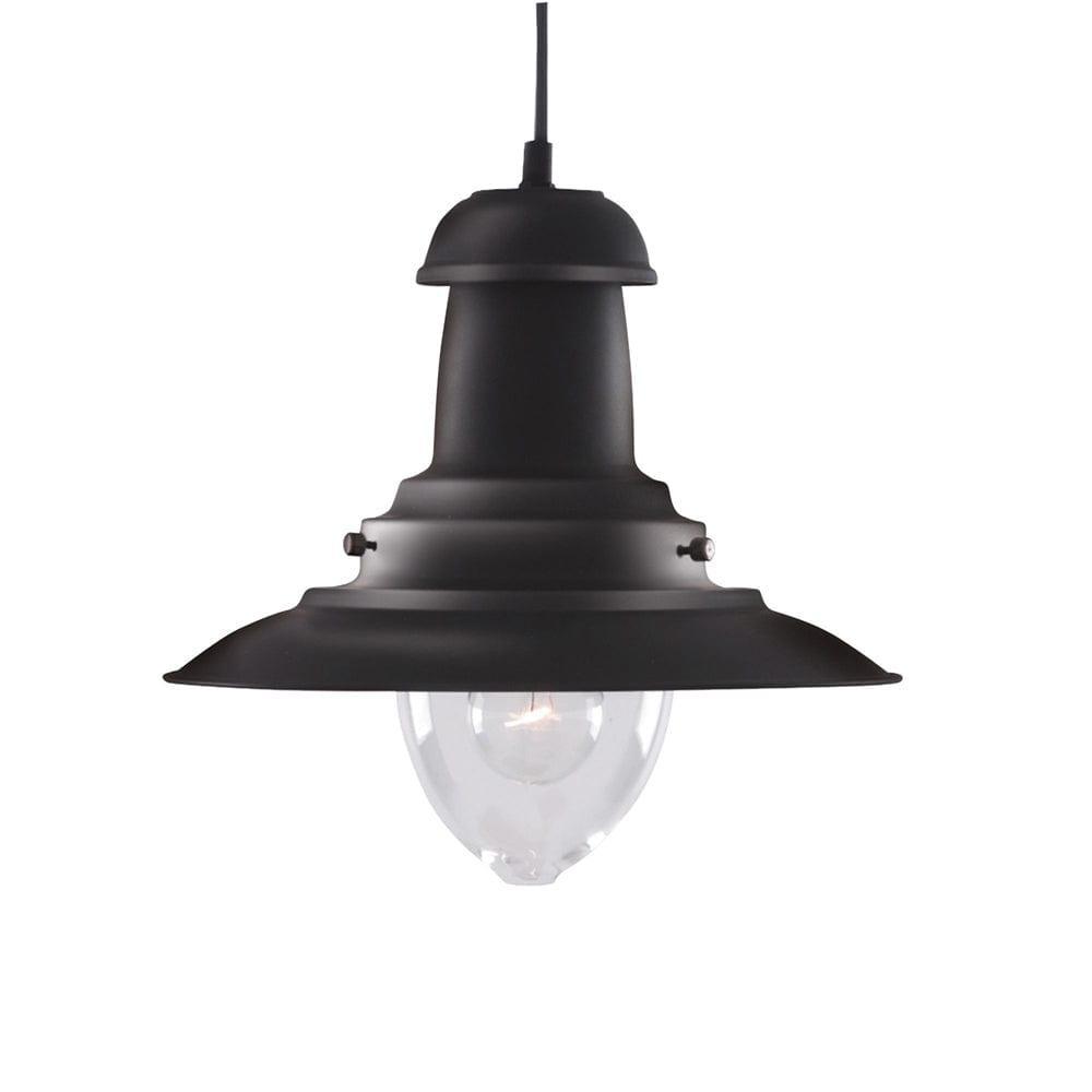 Fisherman Black Ceiling Pendant Light - Clear Glass-Ceiling Pendant Lights-1-Tiffany Lighting Direct