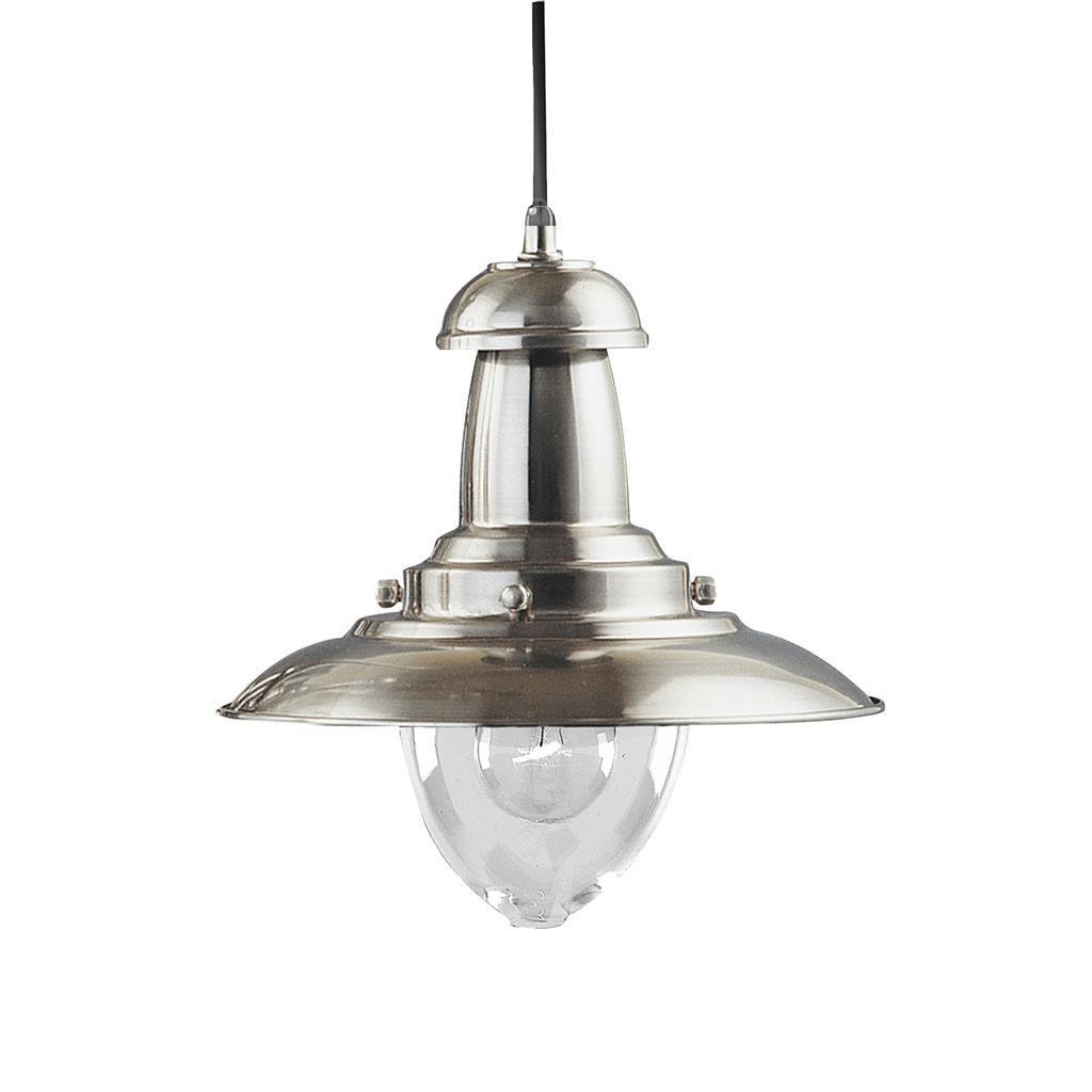 Searchlight Fisherman Ceiling Pendant - Satin Silver-Ceiling Pendant Lights-1-Tiffany Lighting Direct