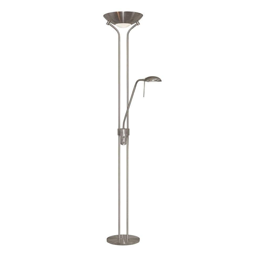 Mother & Child 2 Light Double Dimmer Satin Silver Floor Lamp by 1