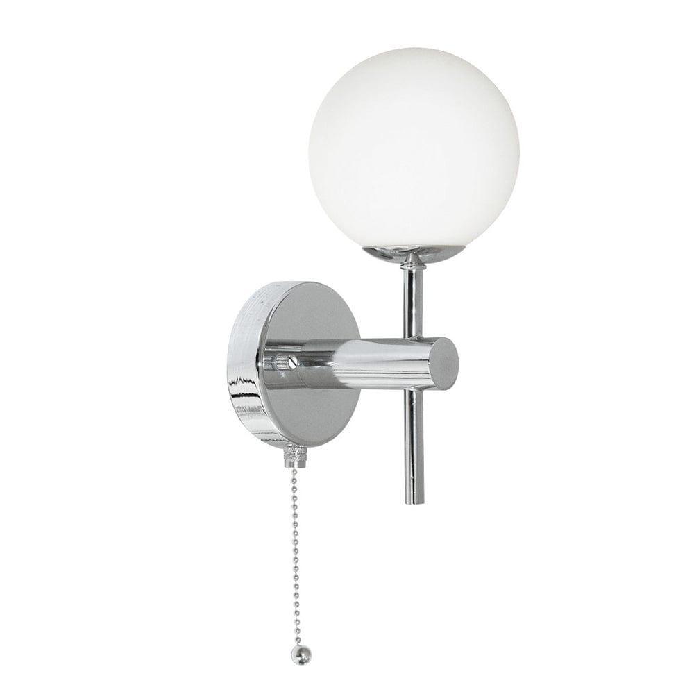 global 1 lt opal glass chrome bathroom wall light pull switch
