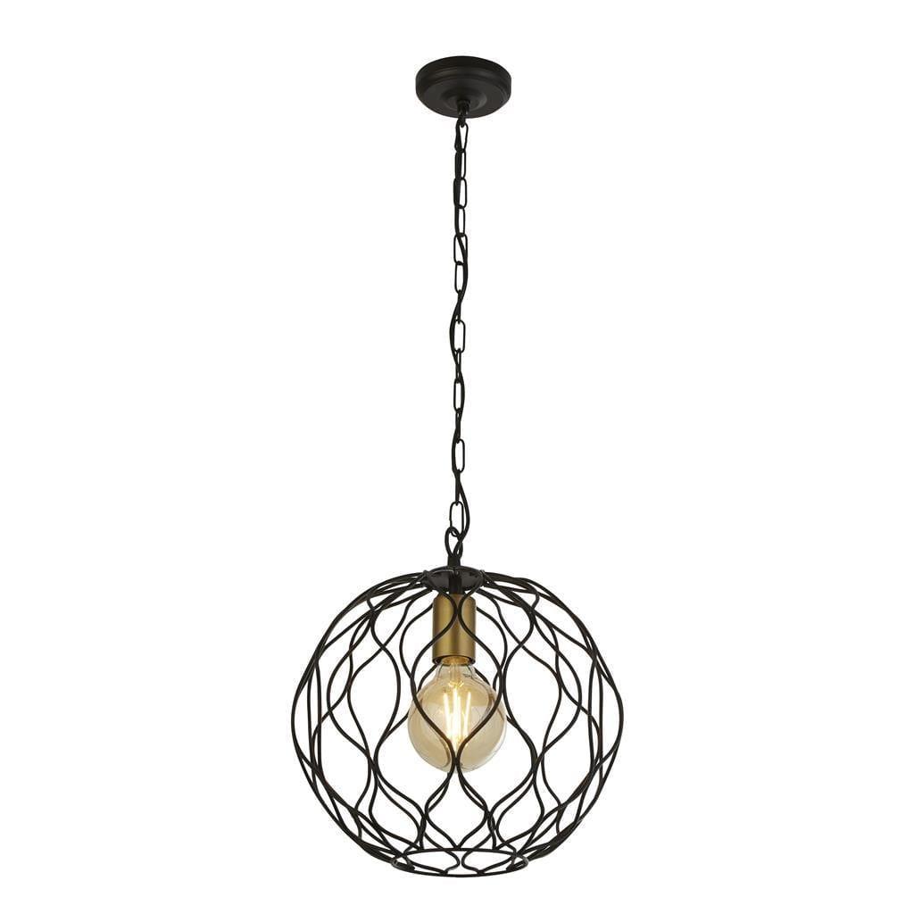 Finesse 1 Light Black Wavey Bar Pendant - Gold Lampholder-Ceiling Pendant Lights-1-Tiffany Lighting Direct