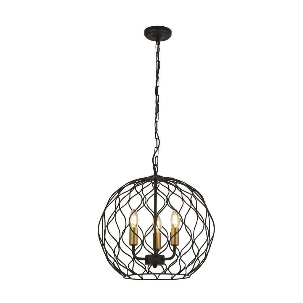 Finesse 3 Light Black Wavey Bar Round Pendant - Gold Holders-Ceiling Pendant Lights-1-Tiffany Lighting Direct