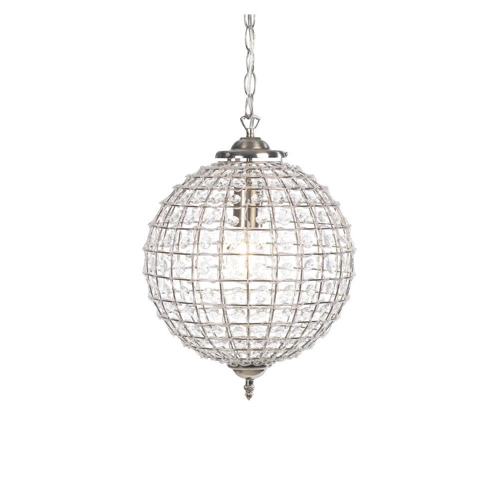Ballon Antique Chrome & Acrylic Beaded Pendant - 60cm-Ceiling Pendant Lights-Oaks Lighting-1-Tiffany Lighting Direct