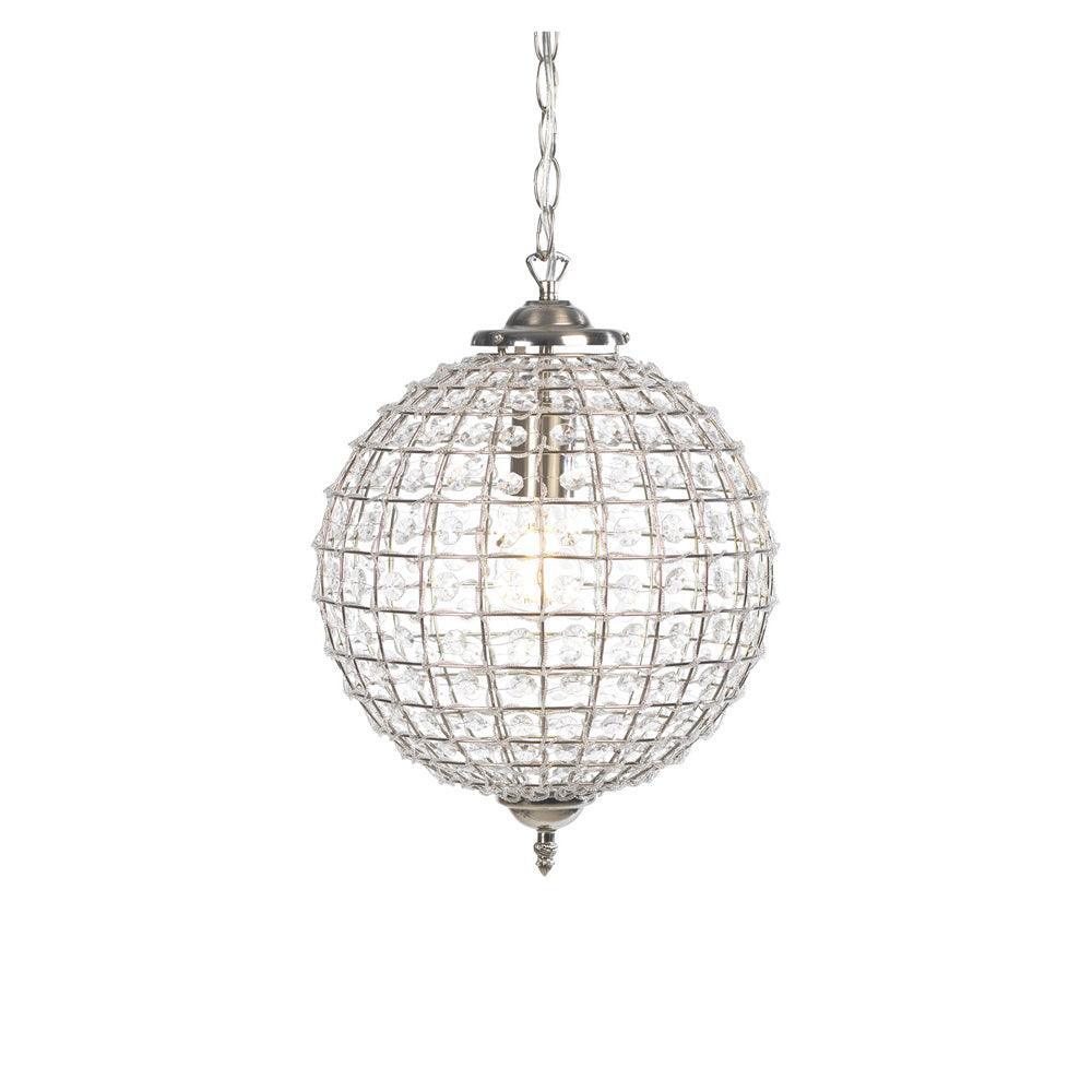 Ballon Antique Chrome & Acrylic Beaded Pendant - 45cm-Ceiling Pendant Lights-Oaks Lighting-1-Tiffany Lighting Direct
