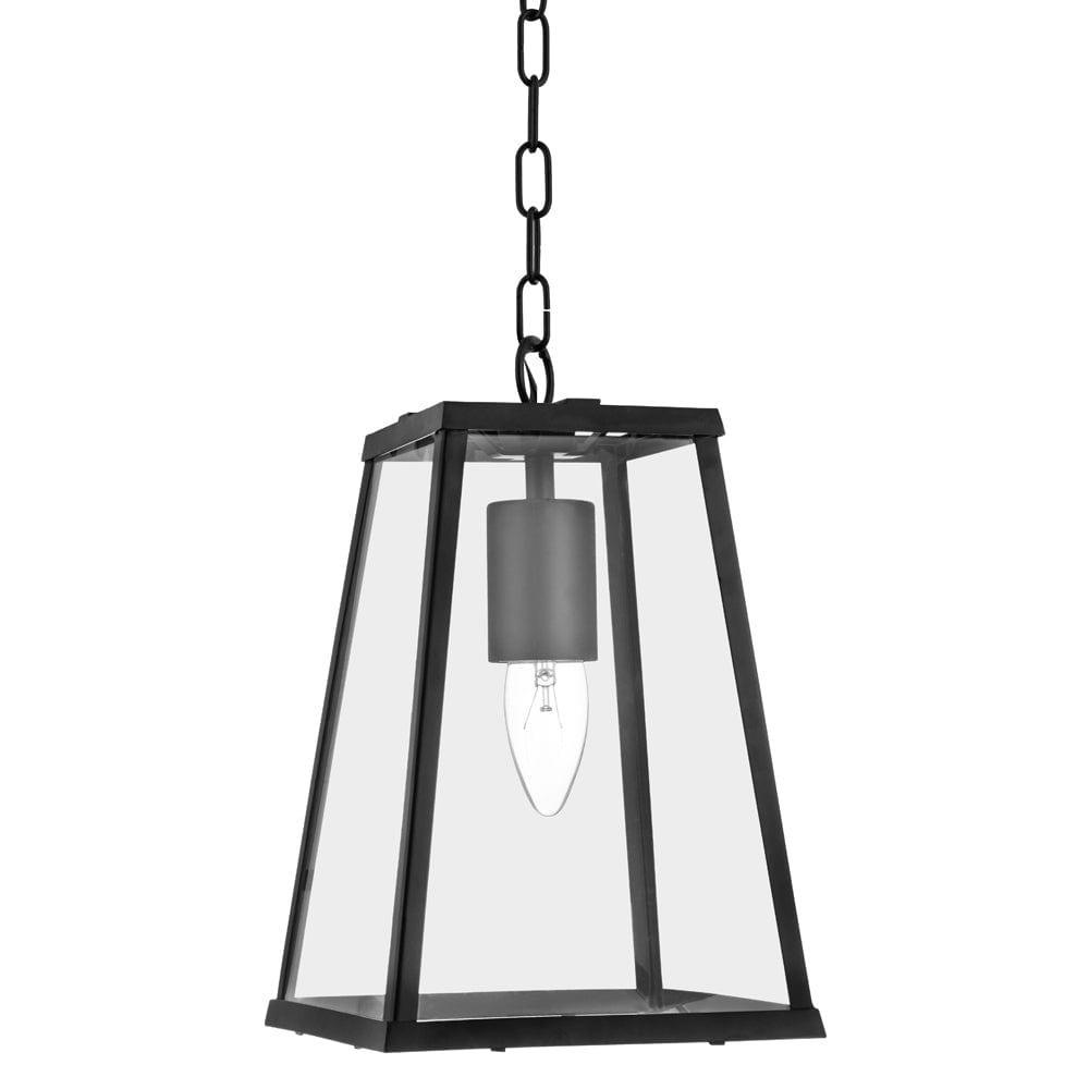 Searchlight Lantern Noir 1 Light Black/Glass Tapered Lantern-Ceiling Pendant Lights-1-Tiffany Lighting Direct