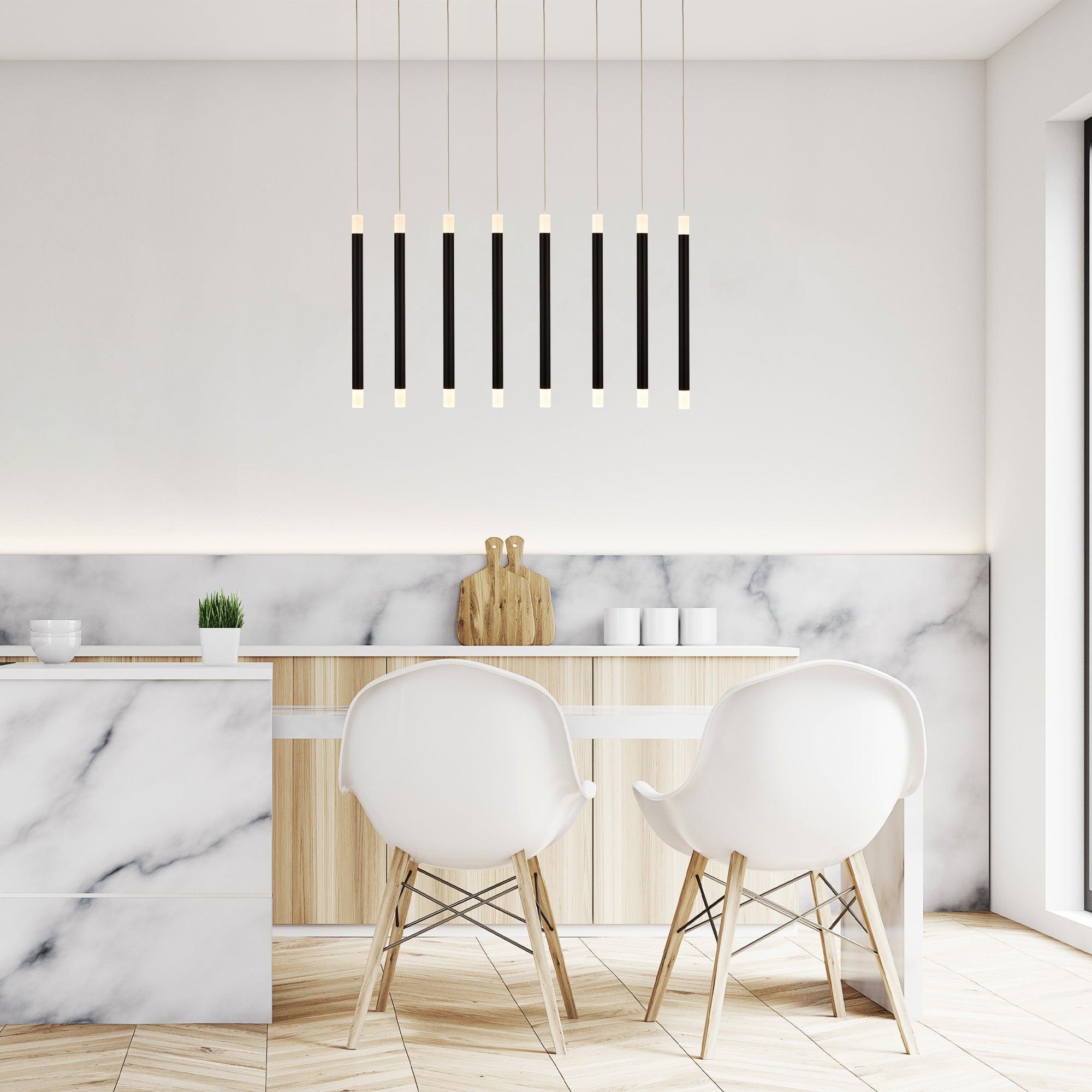 Searchlight Wands 8 Light Black LED Bar Ceiling Pendant-Ceiling Pendant Lights-4-Tiffany Lighting Direct