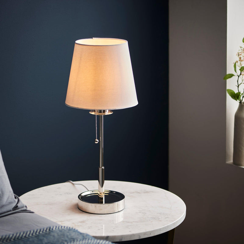 Kensington Nickel Art Deco Vanity Table Lamp - White Shade-Living Lights-Living-Room-Tiffany Lighting Direct-[image-position]