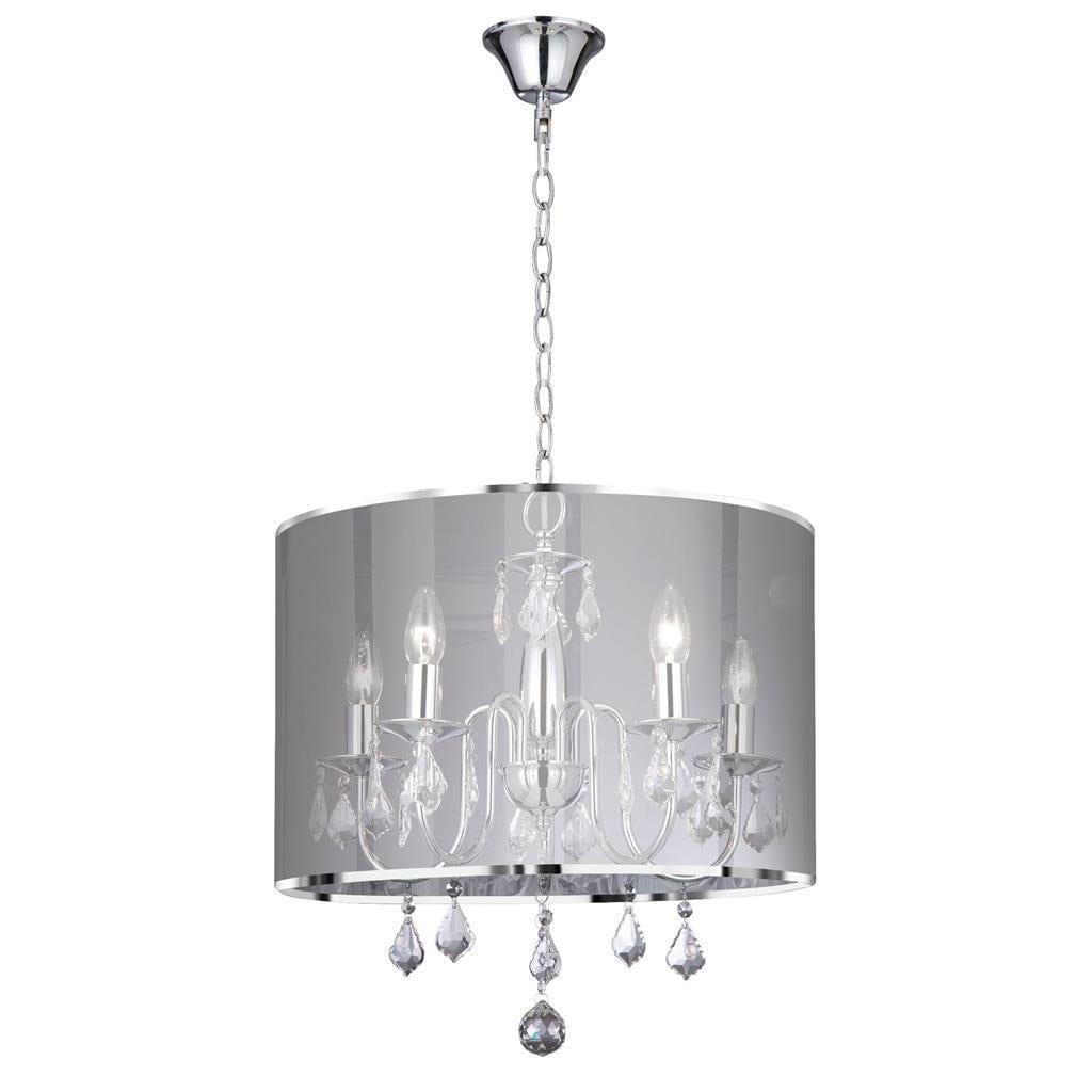 Venetian 5 Light Chrome Ceiling Pendant - Silver Shade-Ceiling Pendant Lights-1-Tiffany Lighting Direct