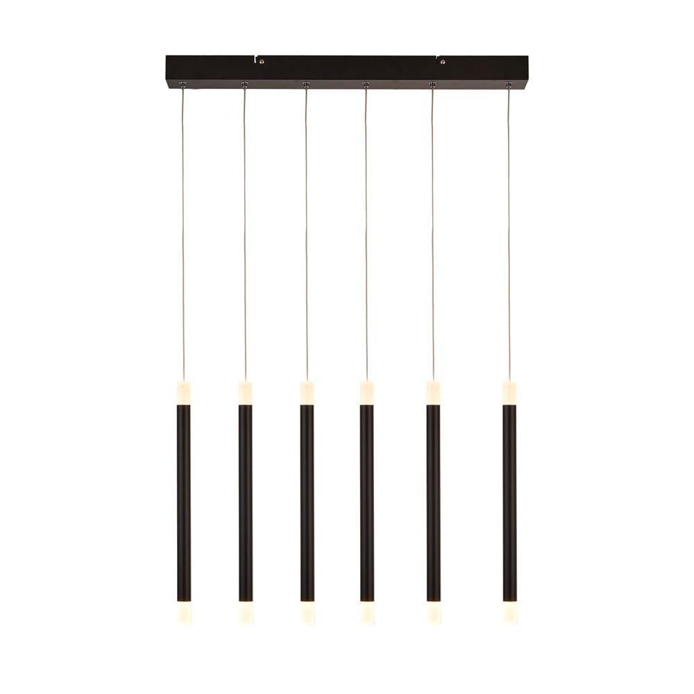 Searchlight Wands 6 Light LED Black Bar Pendant-Ceiling Pendant Lights-1-Tiffany Lighting Direct