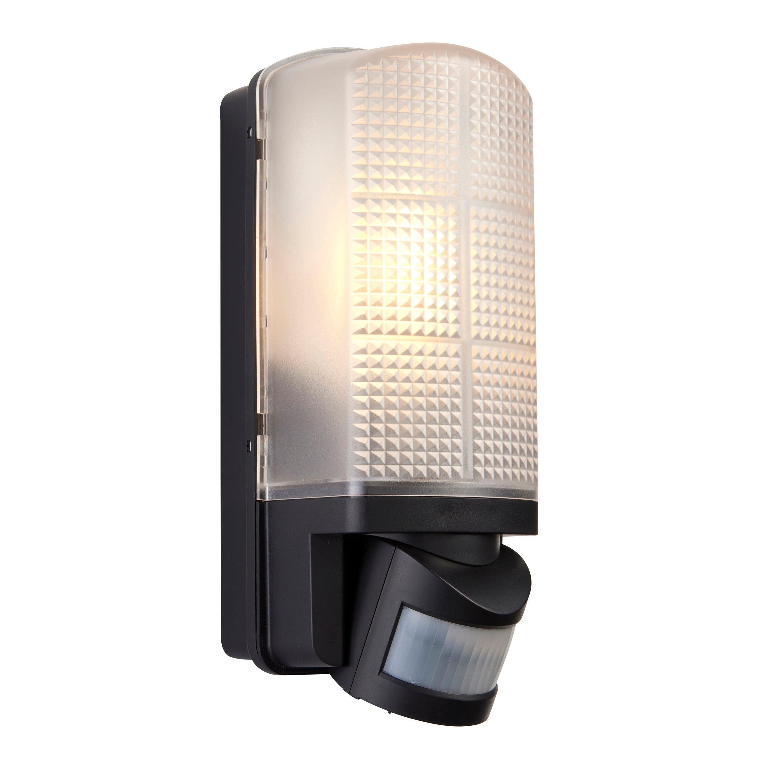 motion pir sensor outdoor black wall light ip44 60w by saxby lighting, close up image 163