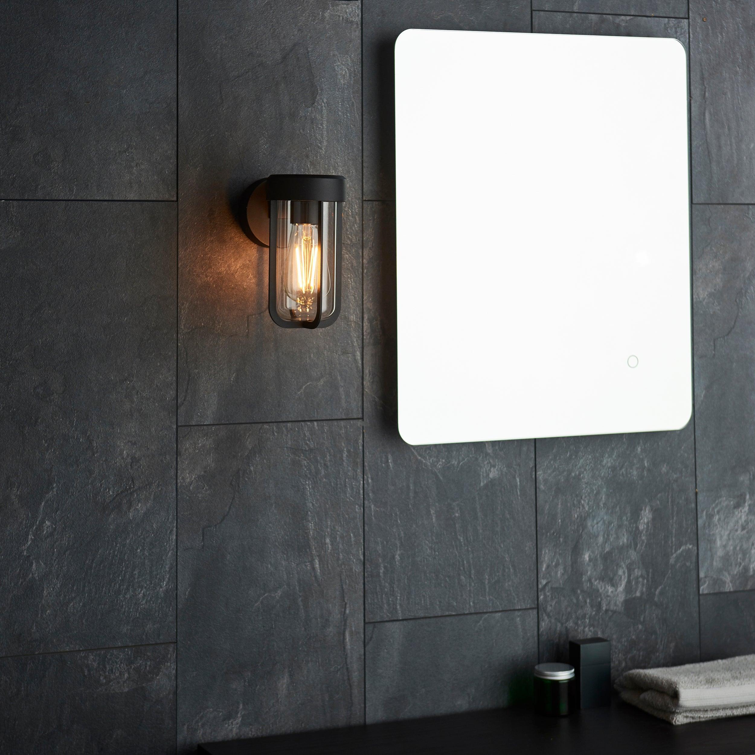 newquay black outdoor wall light with clear glass shade Hallway Lighting Image