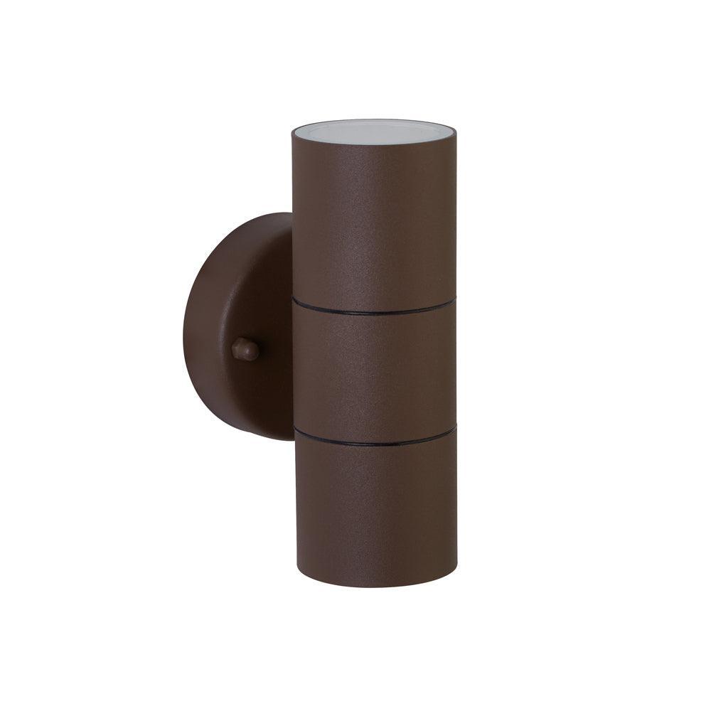 metro led rust brown outdoor 2 light up down wall light