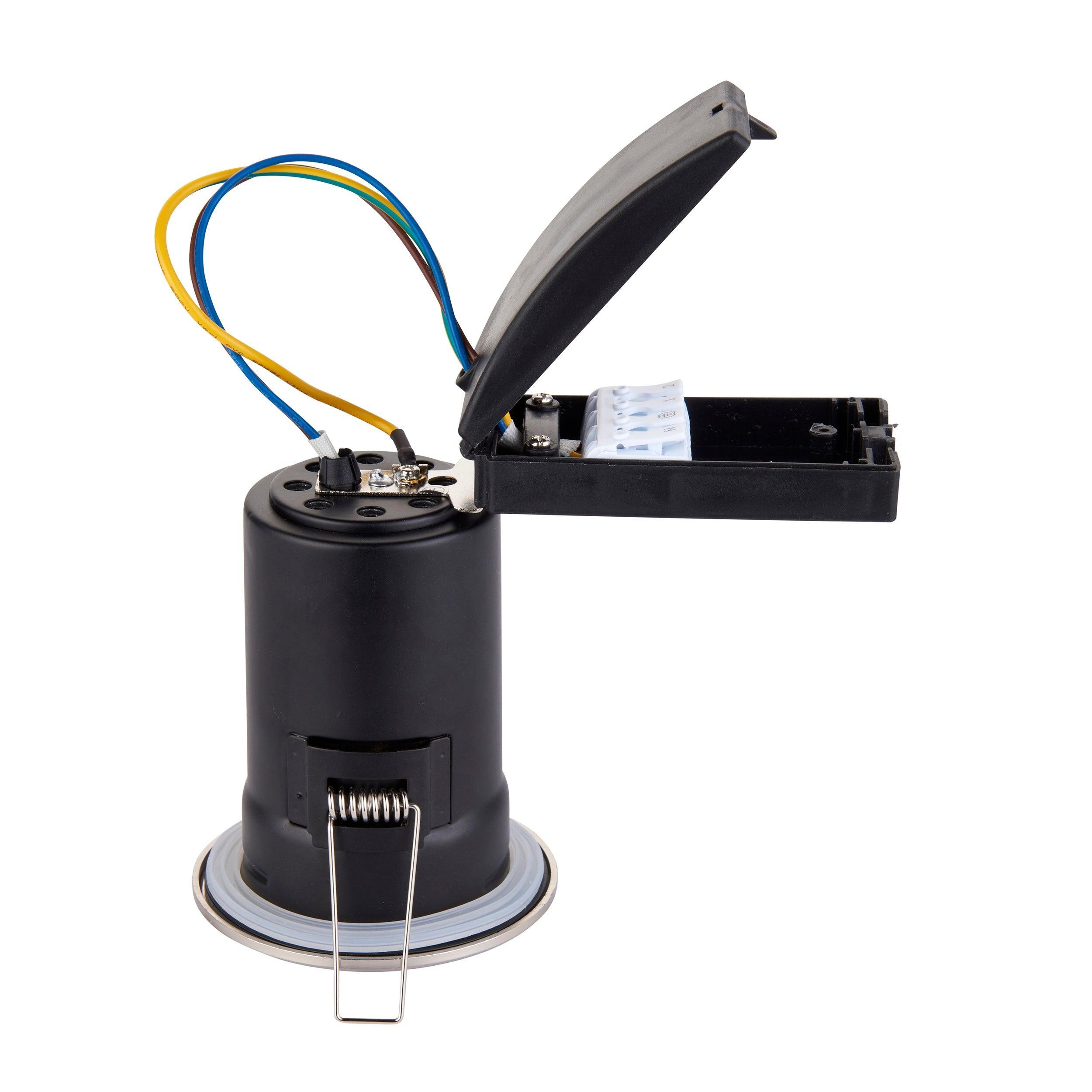 shieldplus nickel recessed ceiling light ip65 50w by saxby lighting, close up image 233