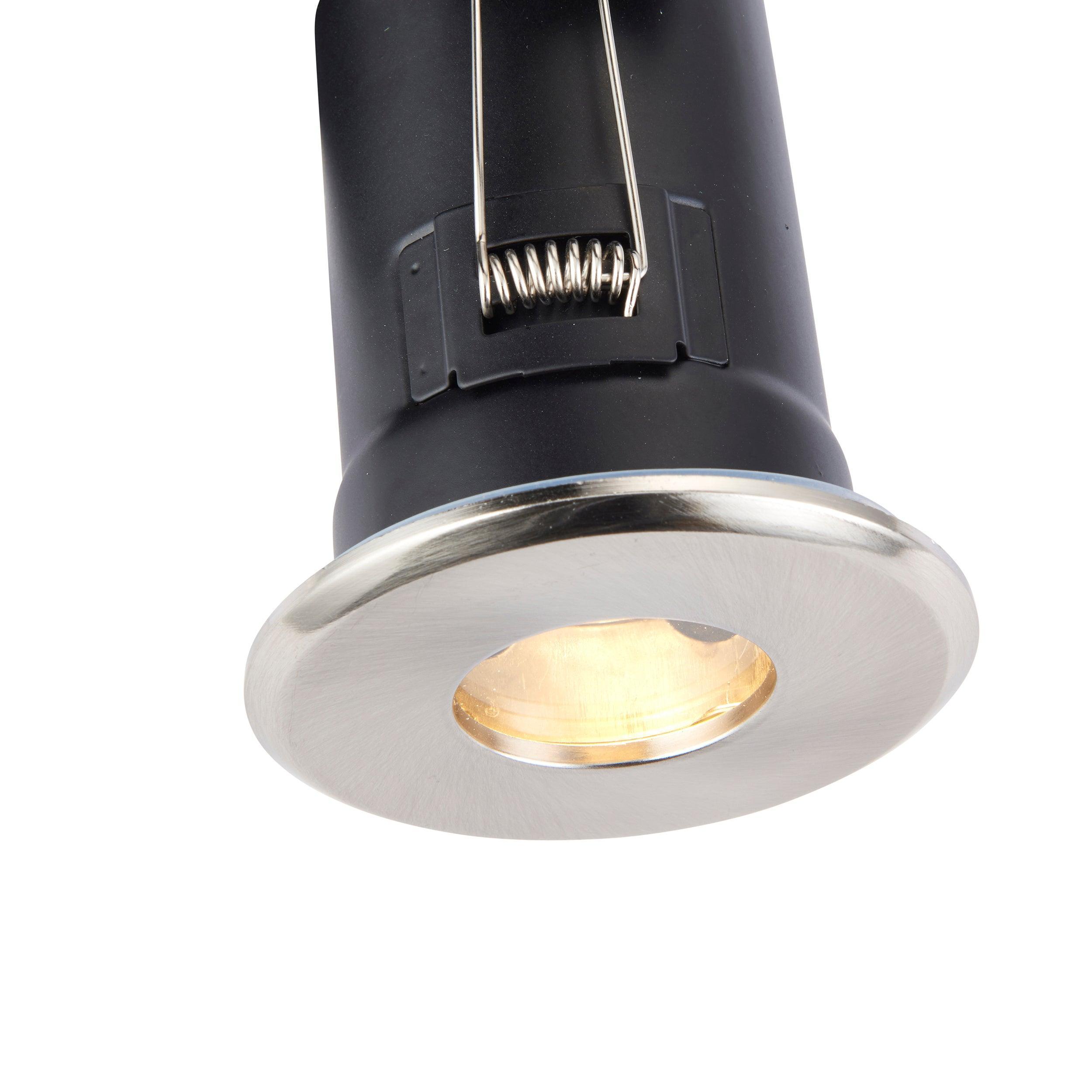 shieldplus nickel recessed ceiling light ip65 50w by saxby lighting, close up image 188