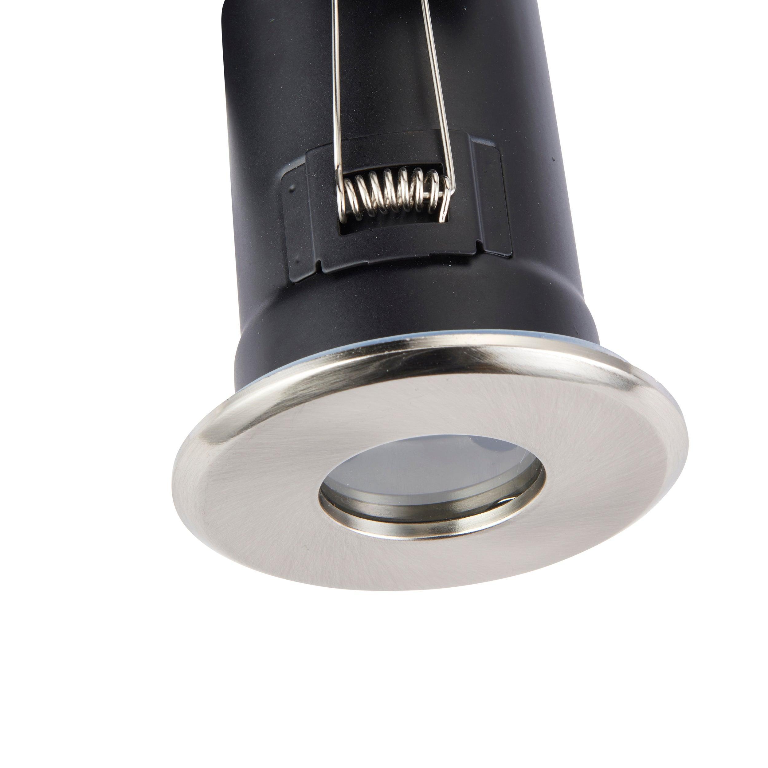 shieldplus nickel recessed ceiling light ip65 50w by saxby lighting, close up image 118