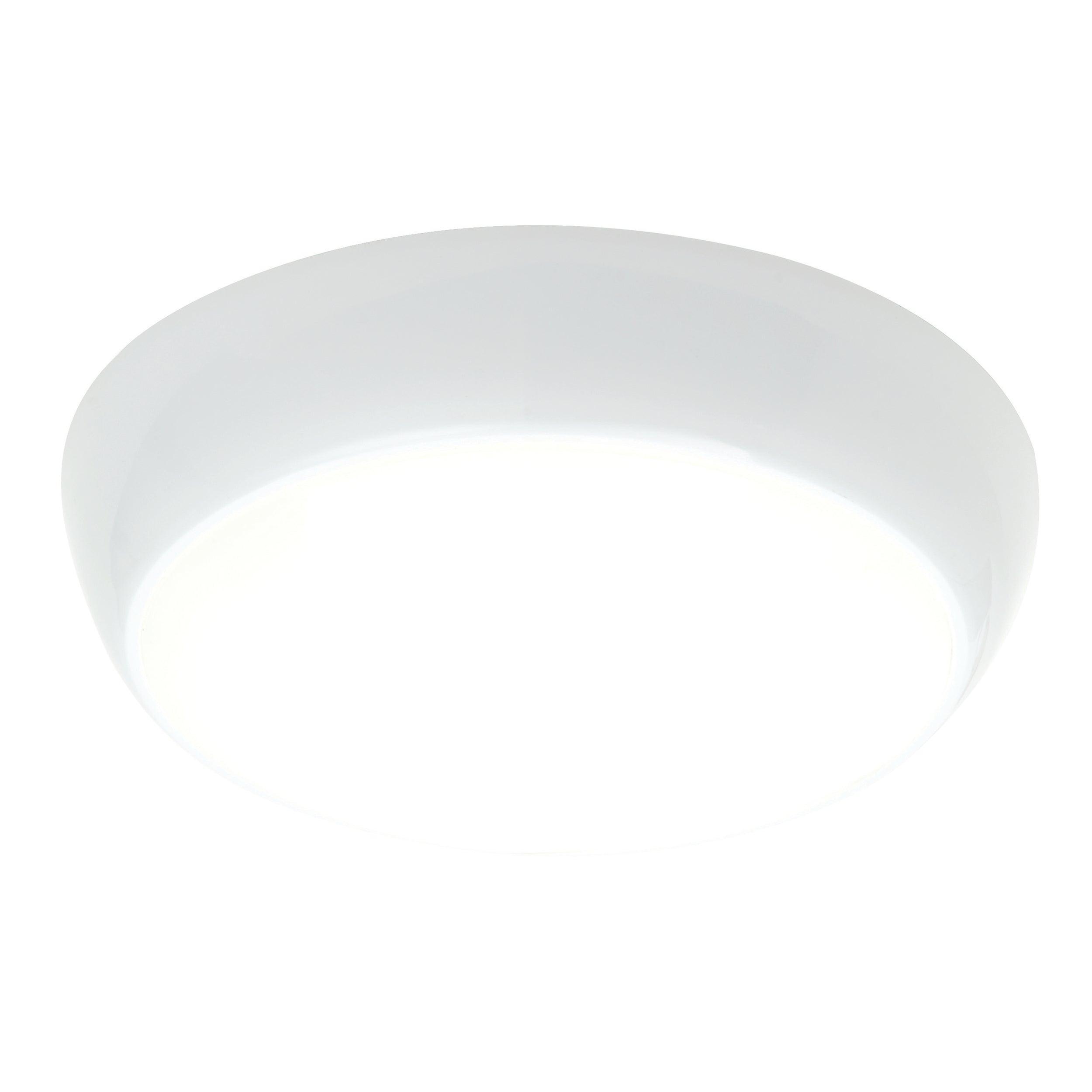 vigor led white flush ceiling light with microwave emergency ip65 16w 2wby saxby lighting