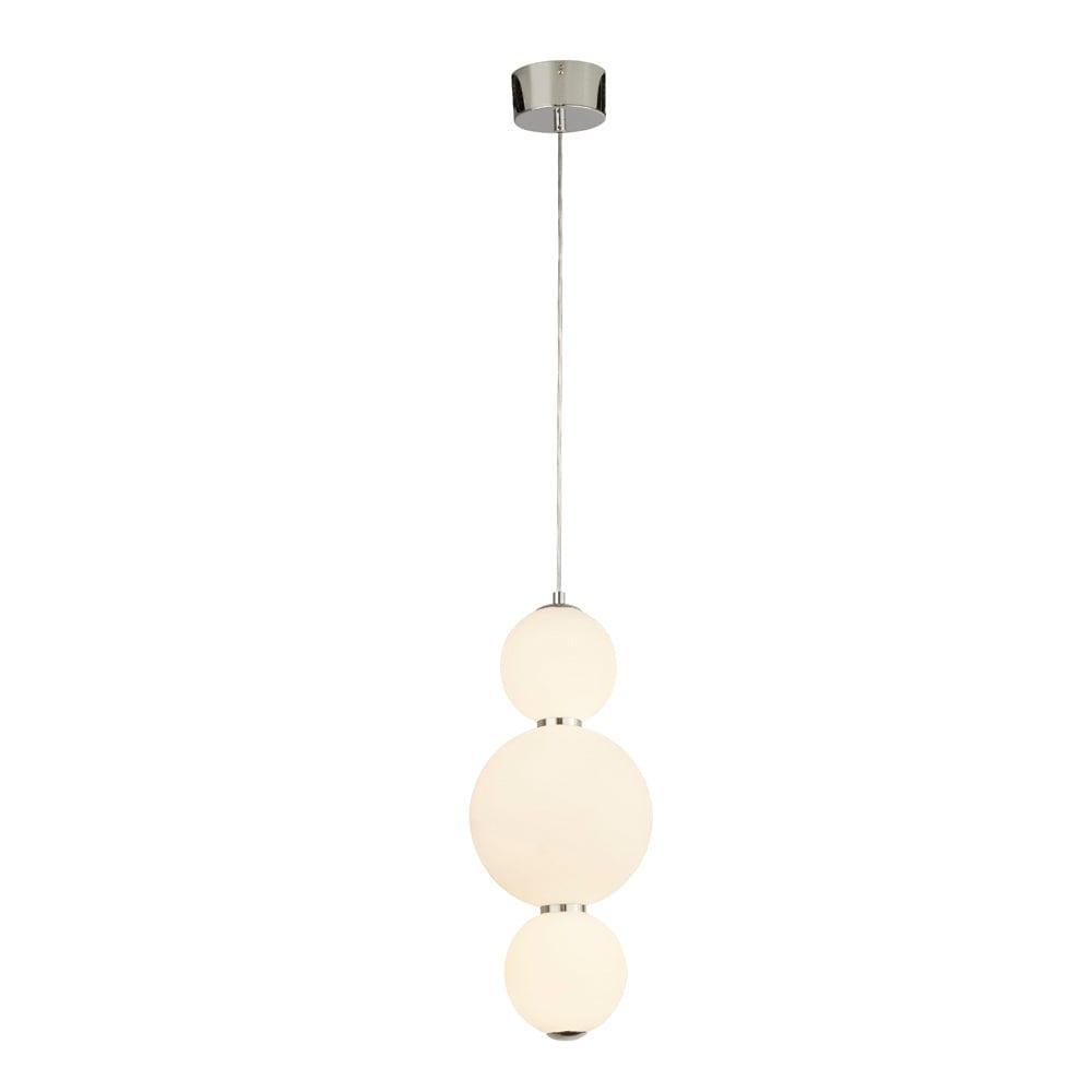 Snowball 3 Light Pendant Chrome With Opal Glass Shade-Ceiling Pendant Lights-1-Tiffany Lighting Direct