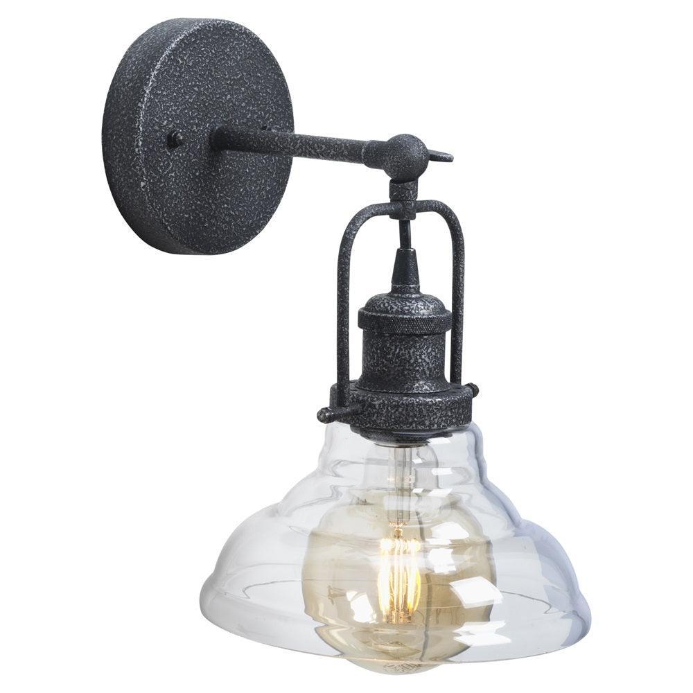 esko wrought iron style wall light glass shade