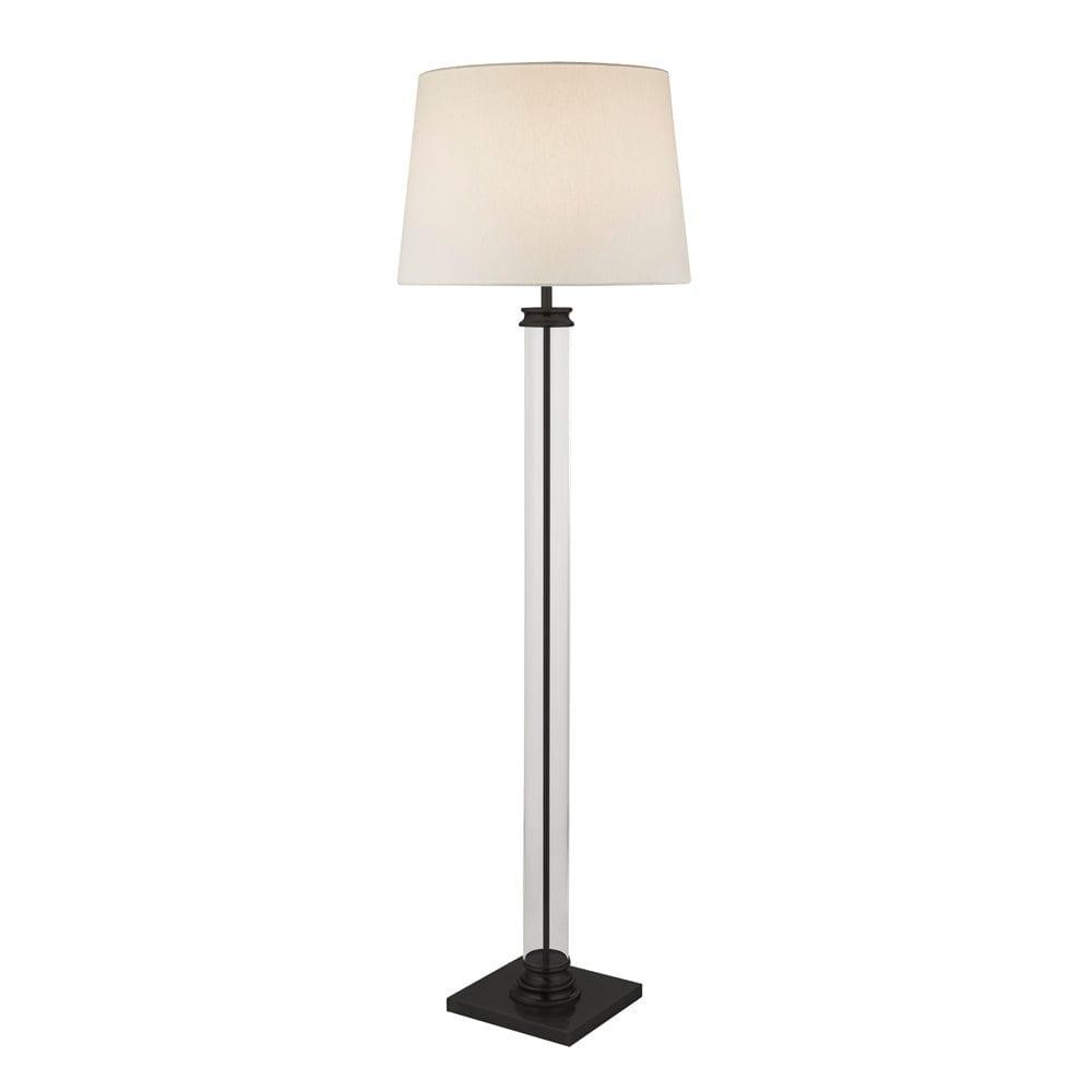 Pedestal Glass Column & Black Floor Lamp - Cream Shade by 1