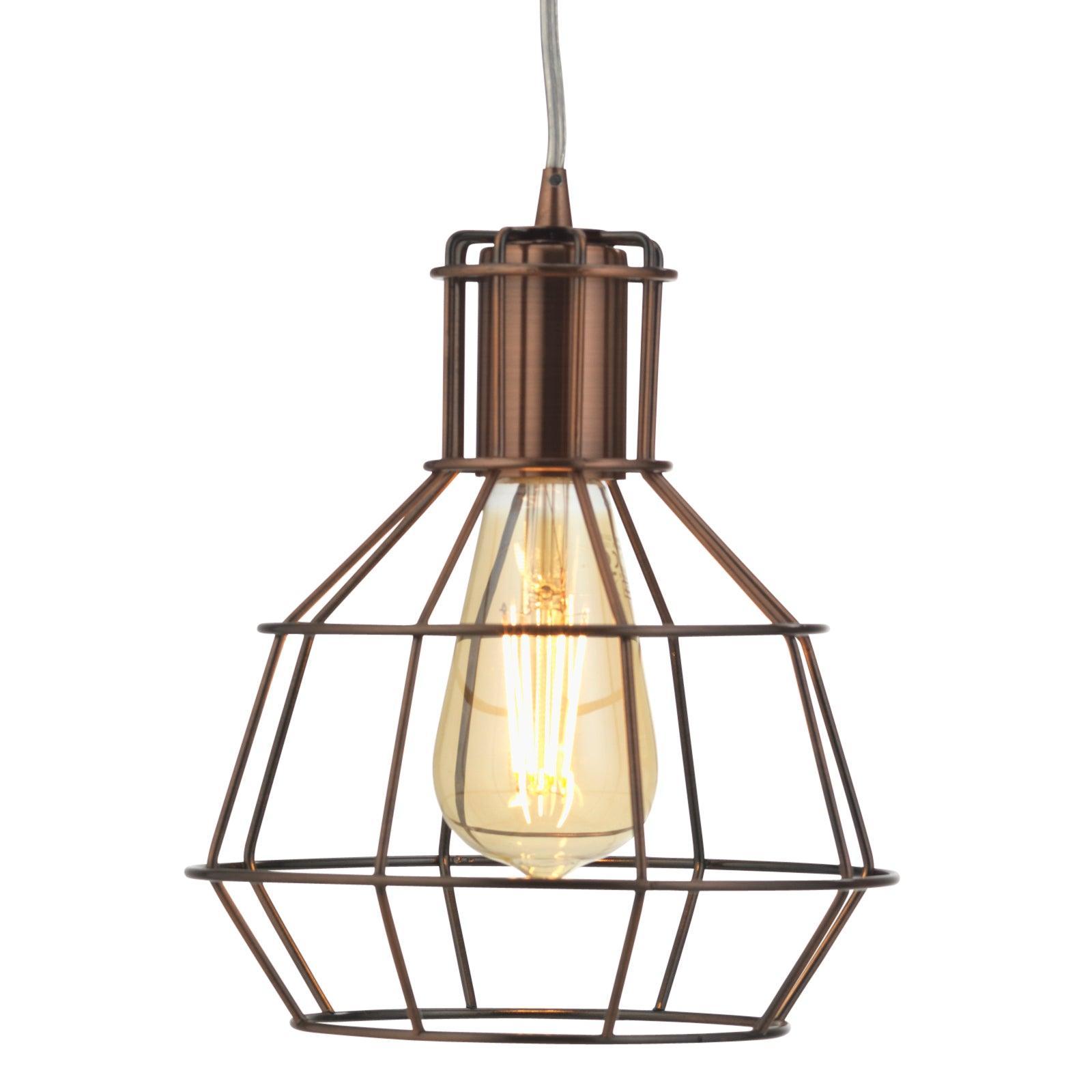 Kersen Copper Caged Shade Single Ceiling Pendant-Ceiling Pendant Lights-Oaks Lighting-1-Tiffany Lighting Direct