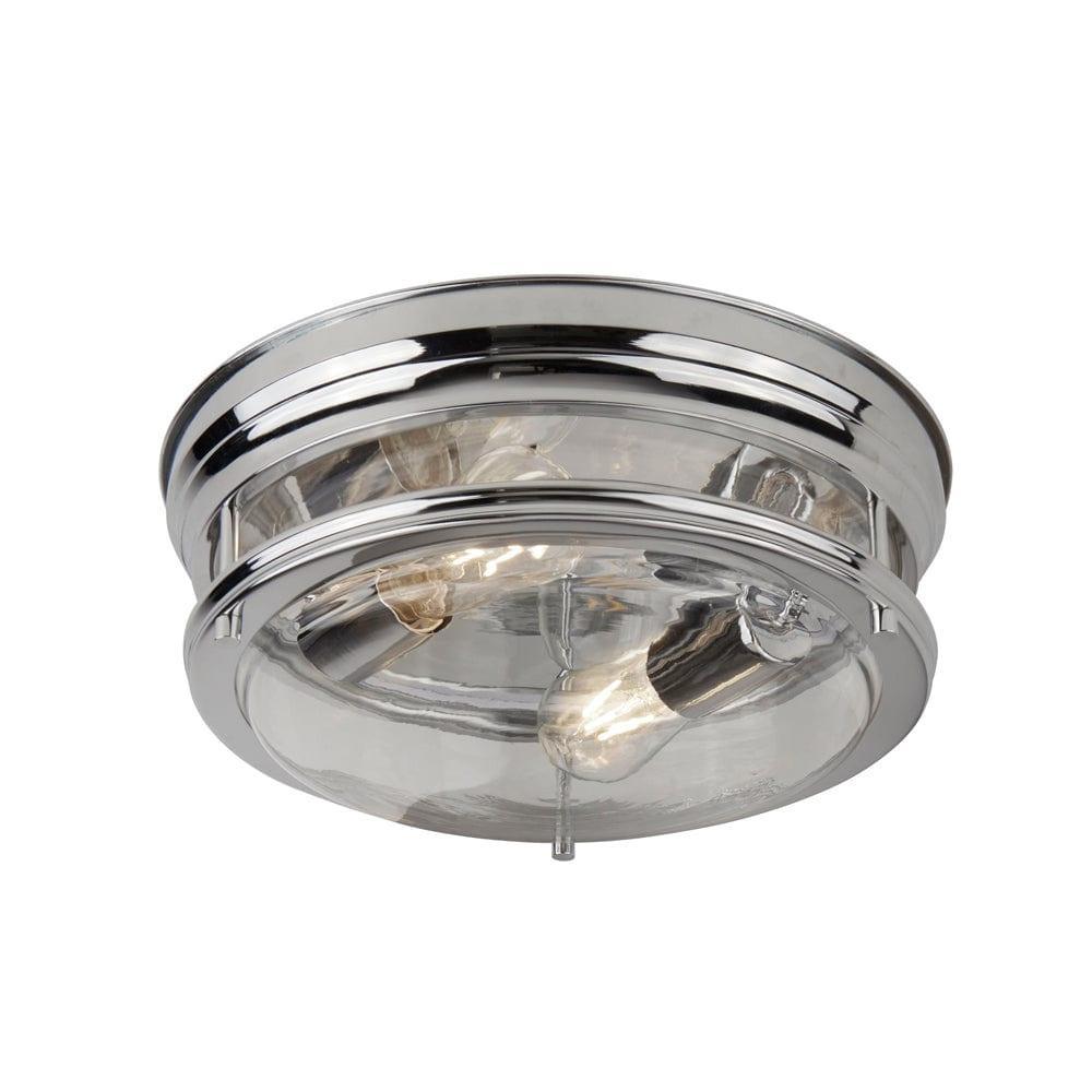 glasgow 2 light chrome glass bathroom ceiling flush light