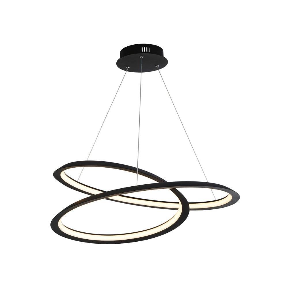 Searchlight Swirl II LED Black & Opal Strip Ceiling Pendant-Ceiling Pendant Lights-1-Tiffany Lighting Direct