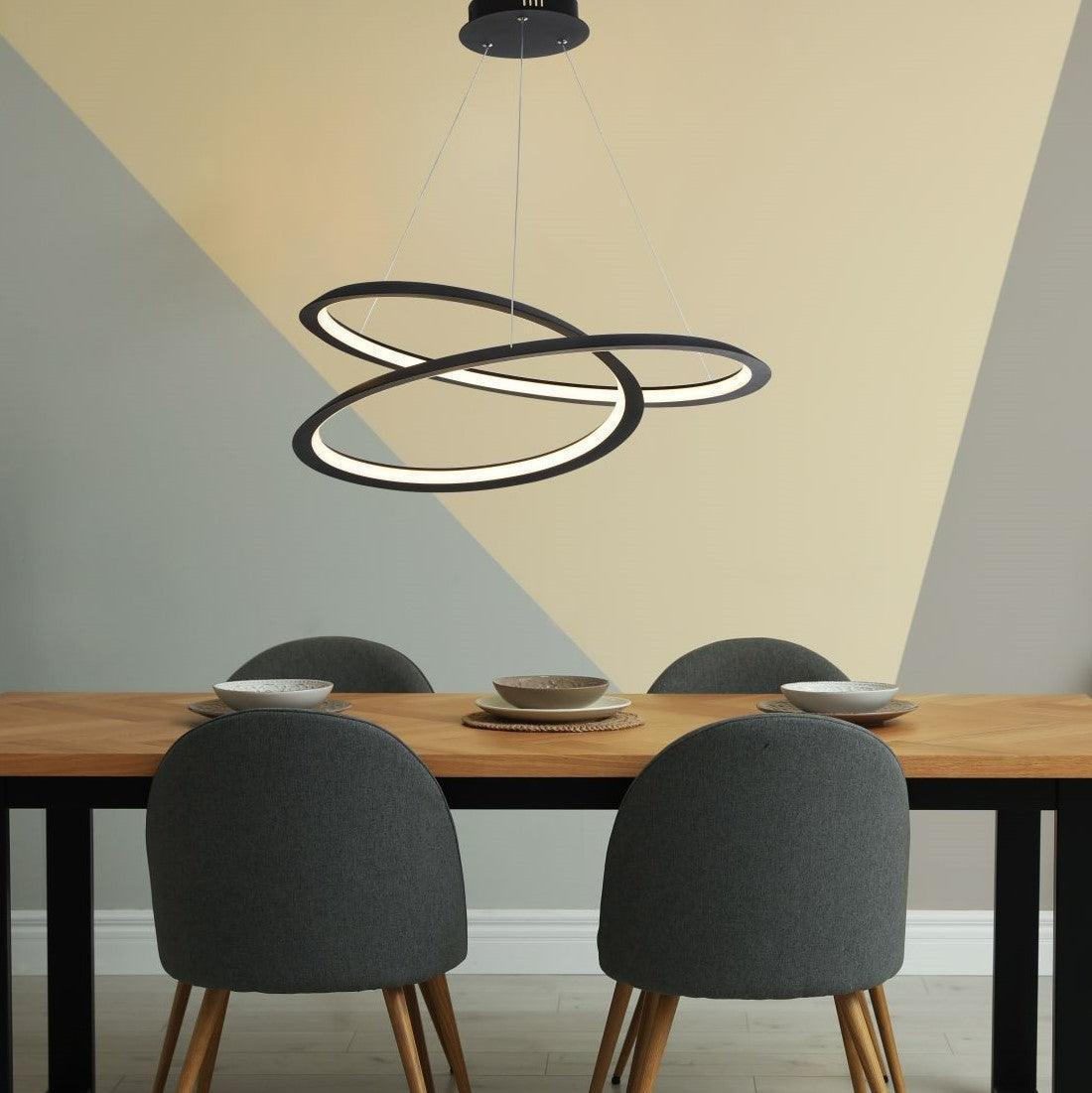 Searchlight Swirl II LED Black & Opal Strip Ceiling Pendant-Ceiling Pendant Lights-4-Tiffany Lighting Direct