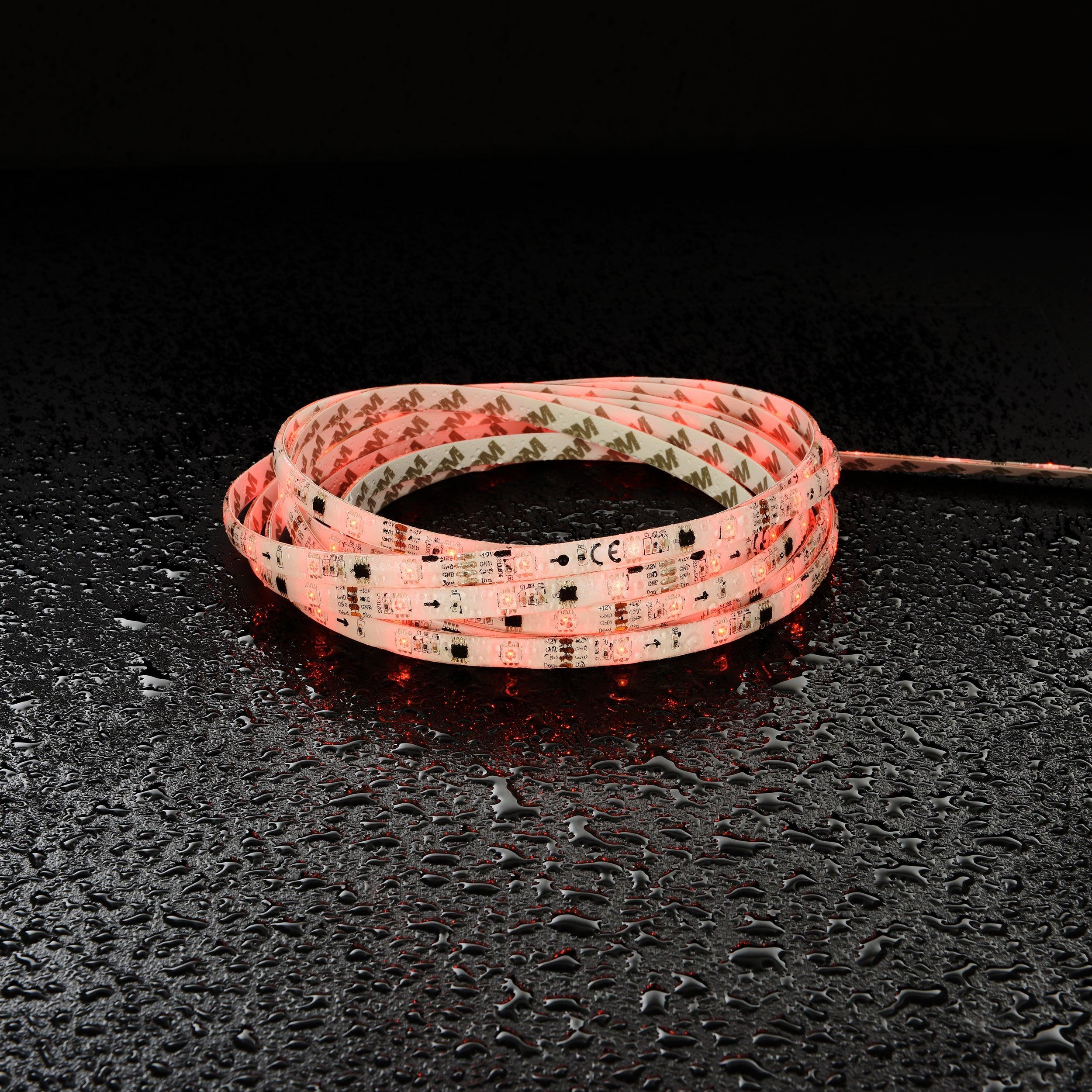 aqualine 12v premium 5m led strip light kit ip44 24w by saxby lighting, close up image 348